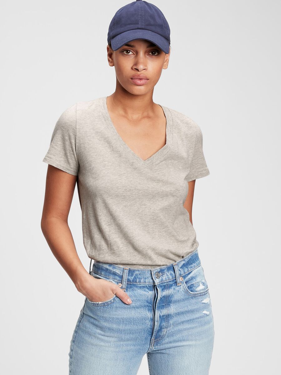 M&eacute;lange T-shirt with V neck_0