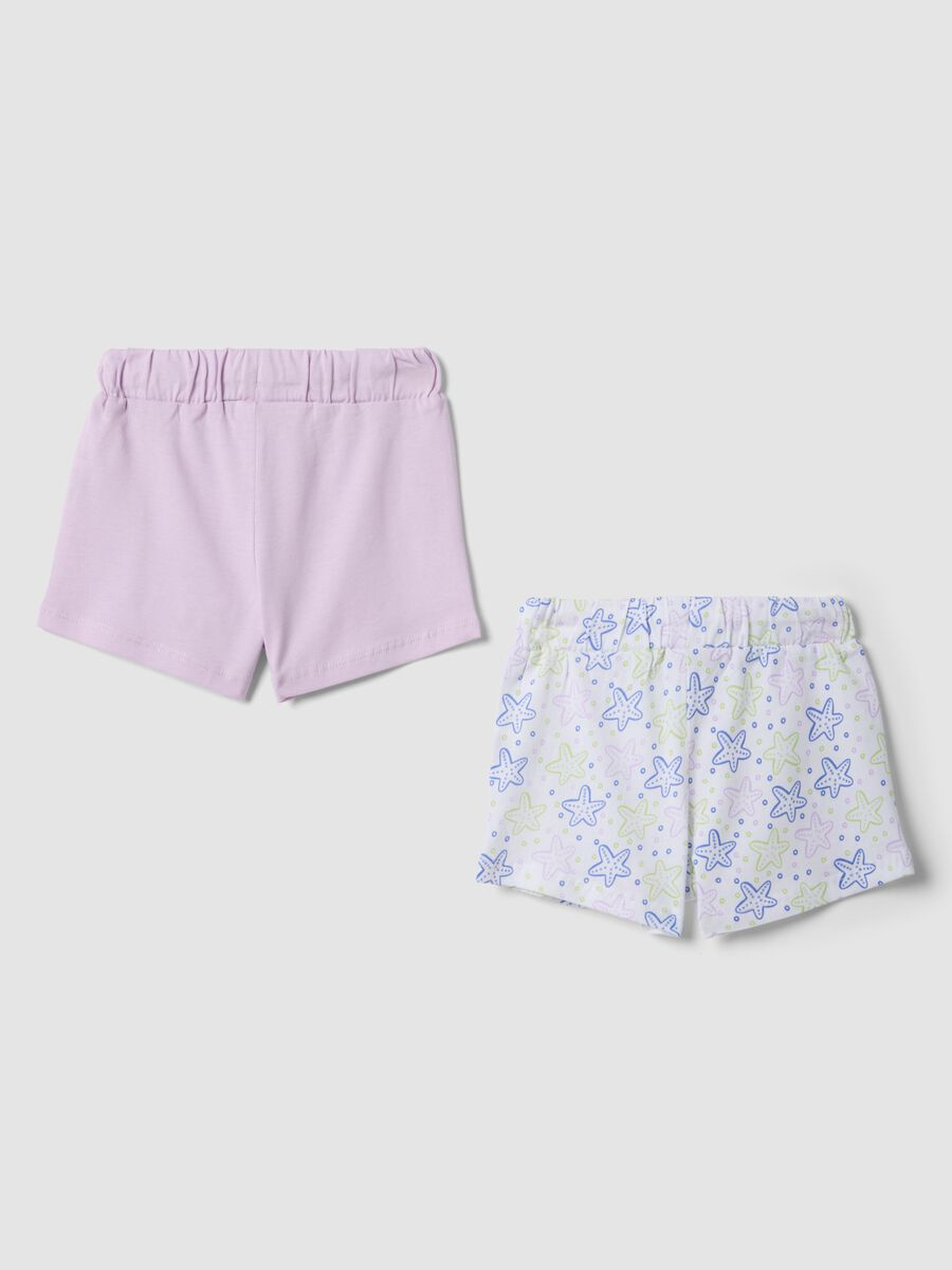 Bipack shorts viola e bianchi in puro cotone da bimba regular fit_1