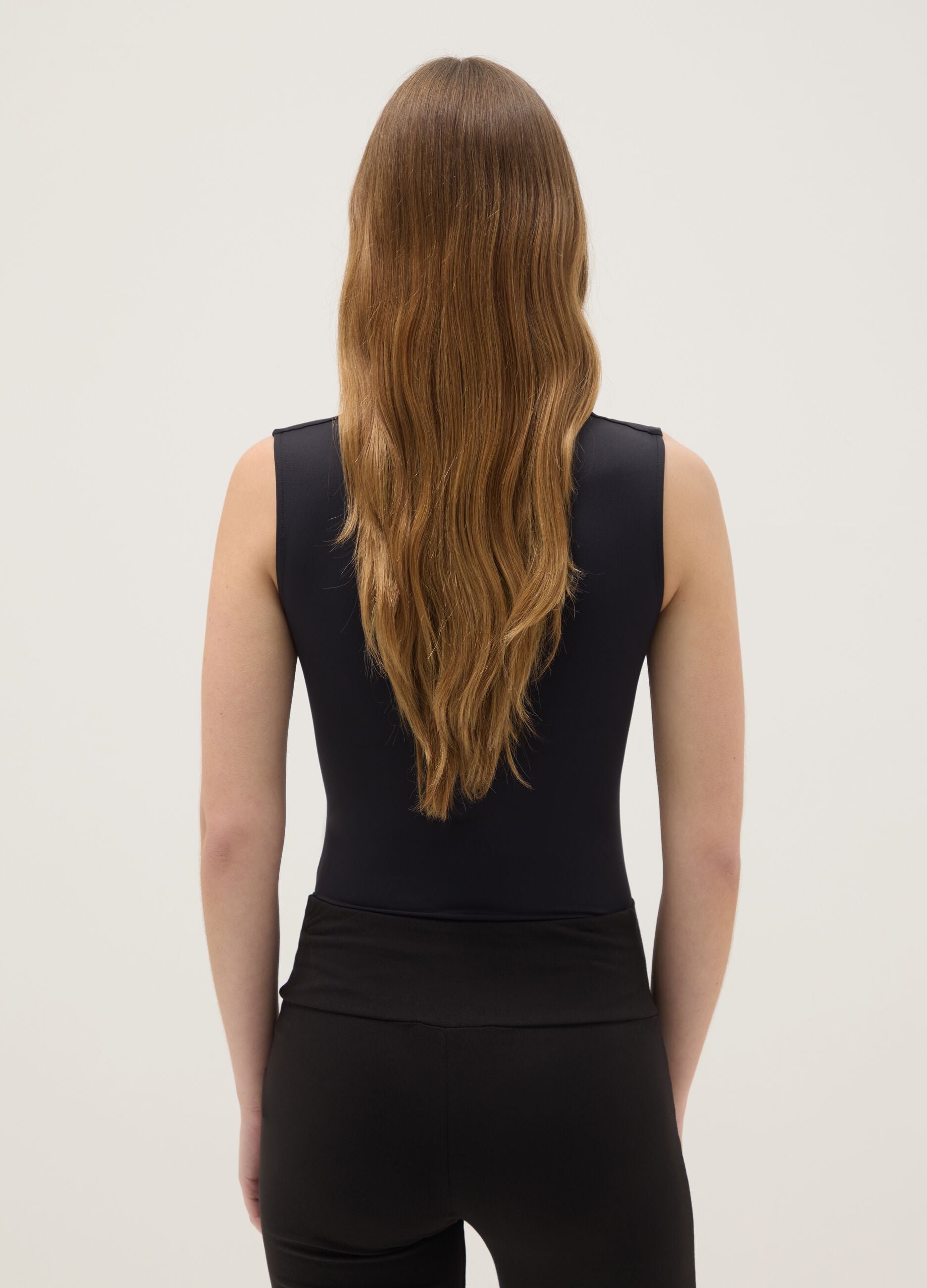 Black Slim Fit Bodysuit with Square Neckline