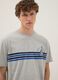 Grey pure cotton T-shirt with blue stripes_2