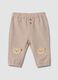 Beige organic cotton baby trousers with elasticated waist_0