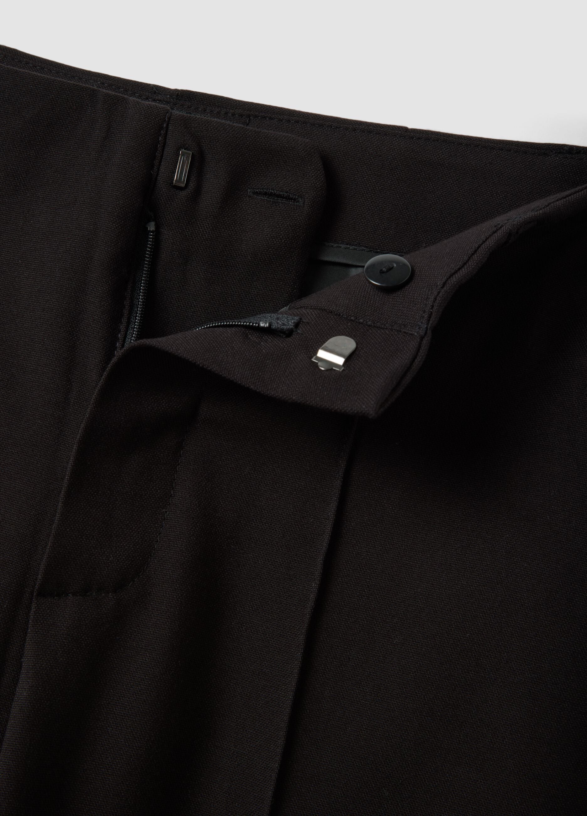 Black formal flared trousers in stretch viscose
