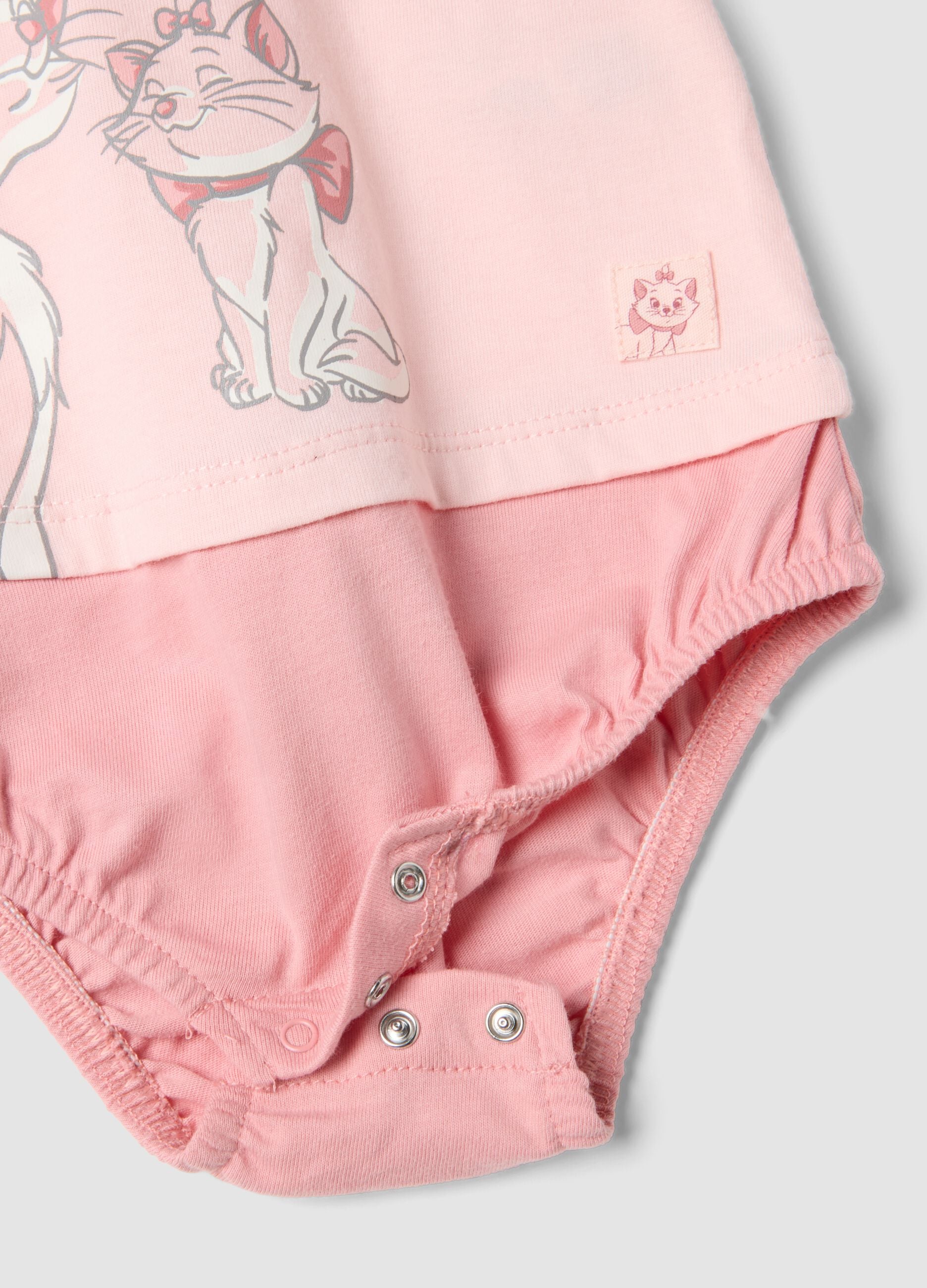 Baby girl pink pure cotton bodysuit with collar and print
