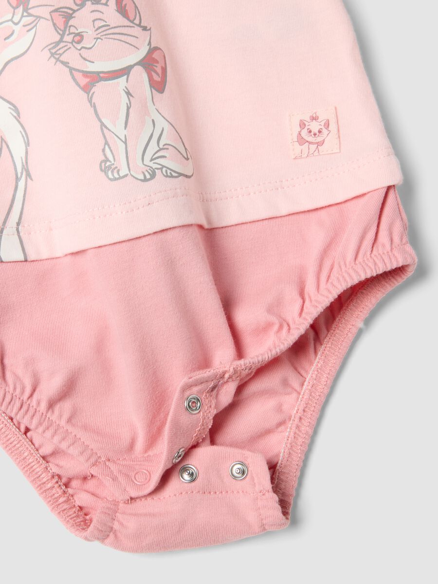Baby girl pink pure cotton bodysuit with collar and print_2