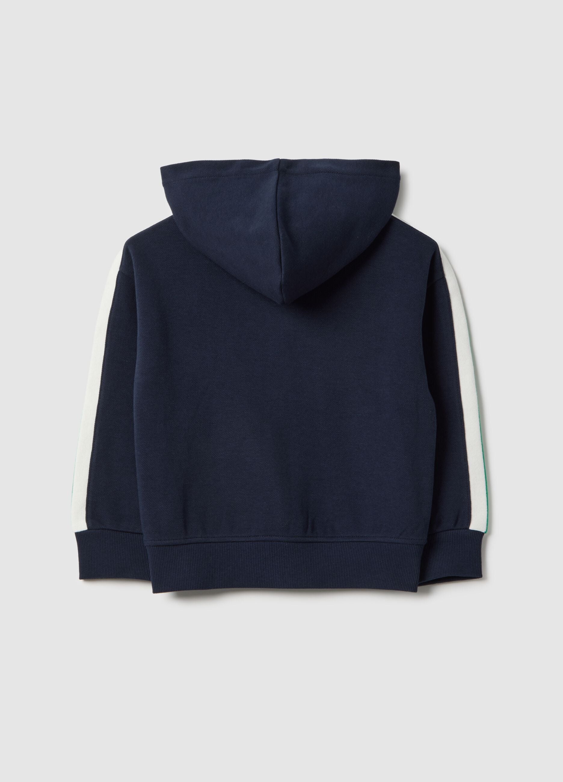 Blue cotton blend oversized fit hoodie for kids