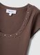 Brown slim fit stretch cotton t-shirt with studded neckline_5