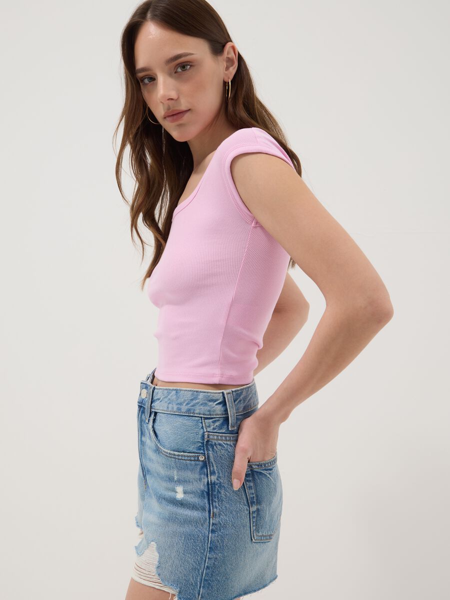 Pink stretch-cotton T-shirt_2