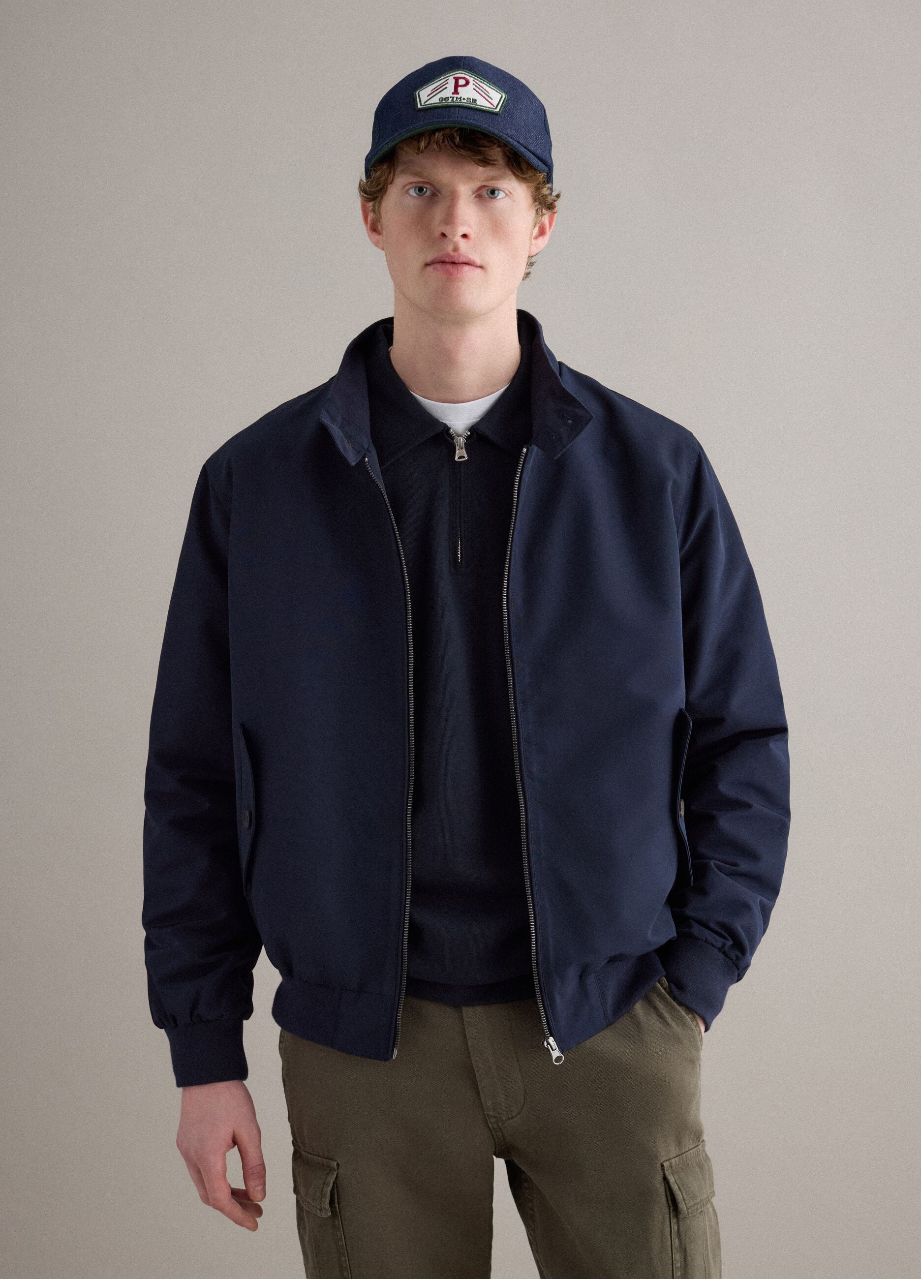 Regular fit blue jacket with zip