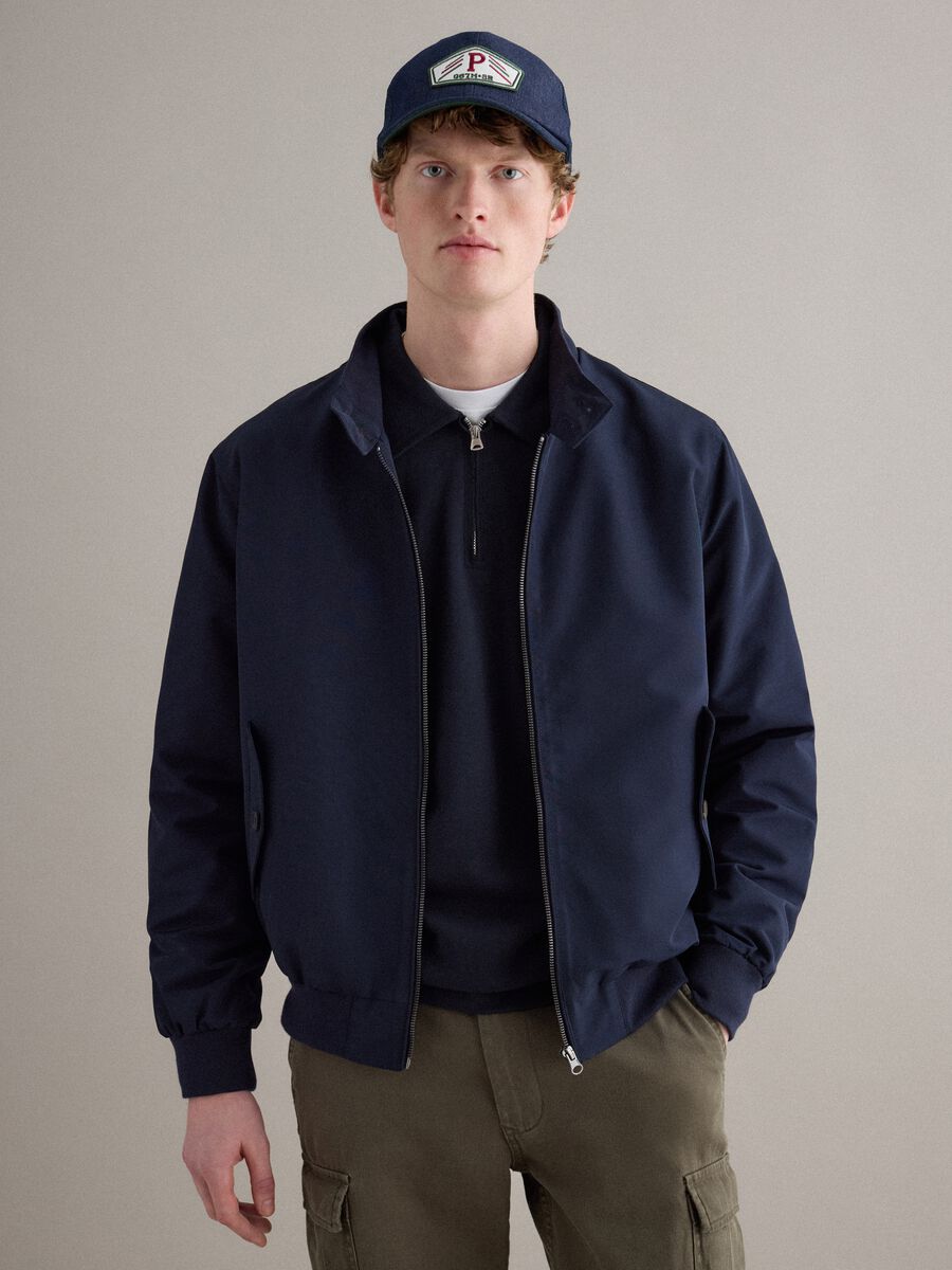 Regular fit blue jacket with zip_0