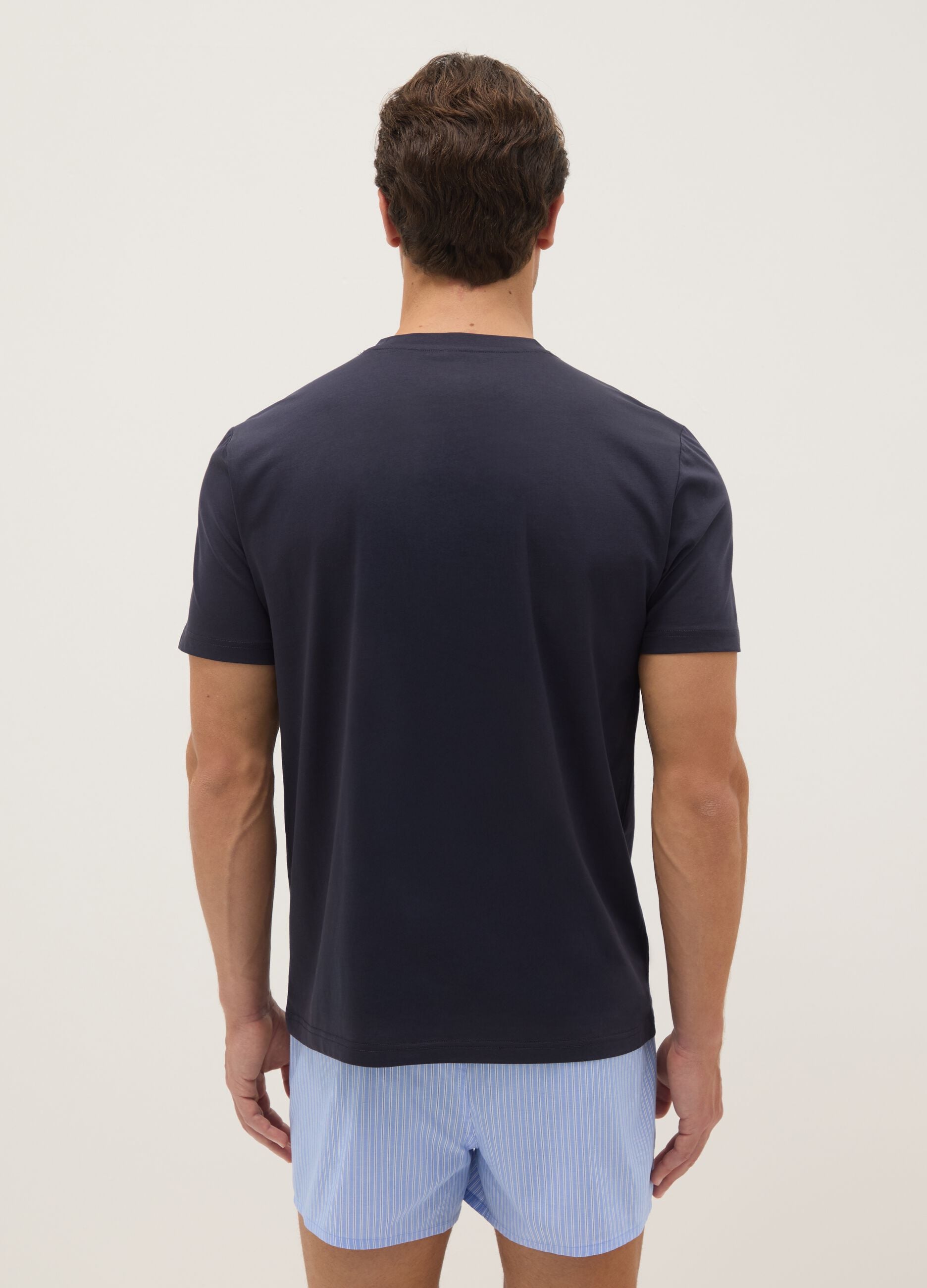 Blue pure cotton T-shirt regular fit