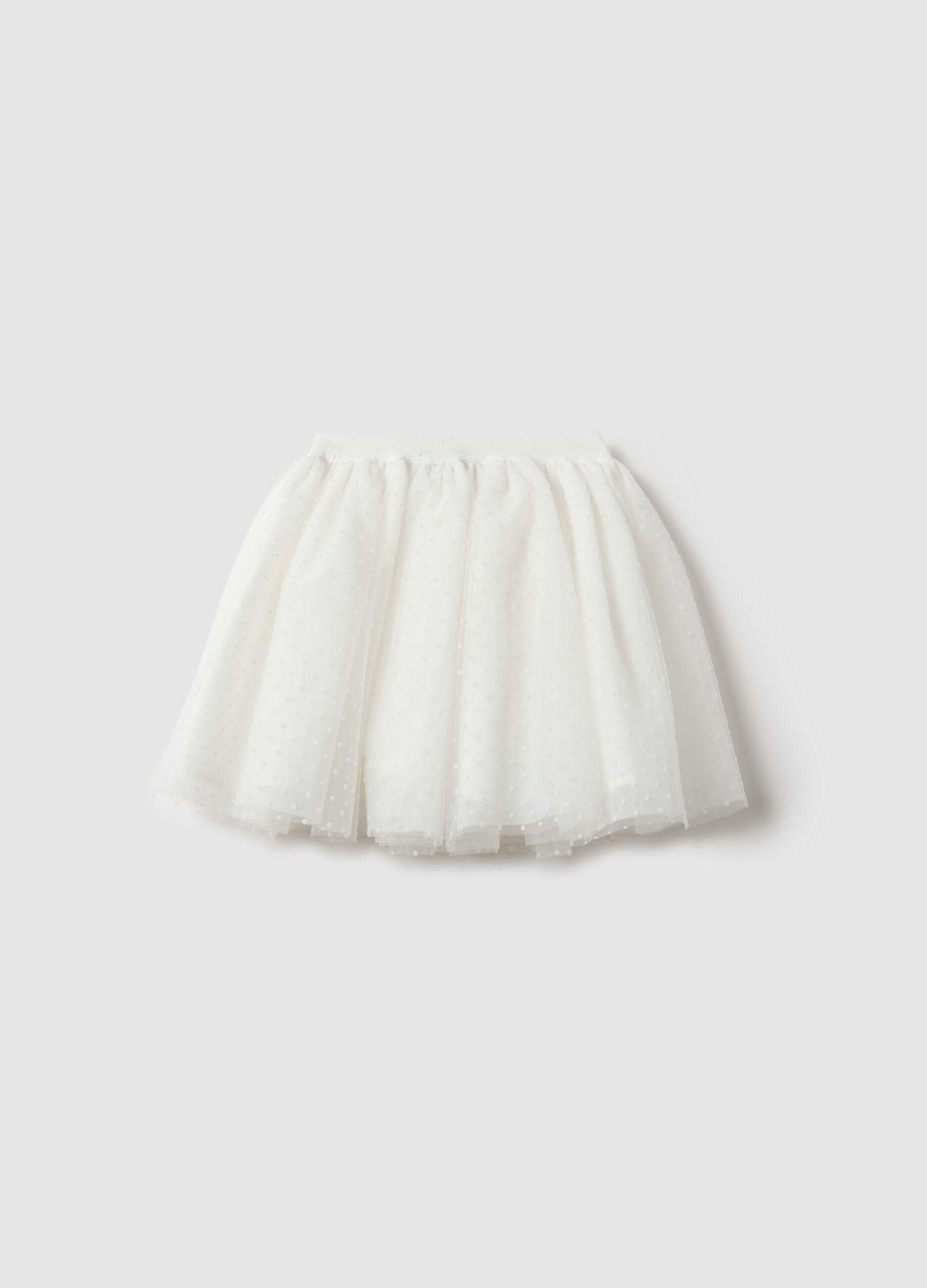 White mesh polka dot skirt for girls