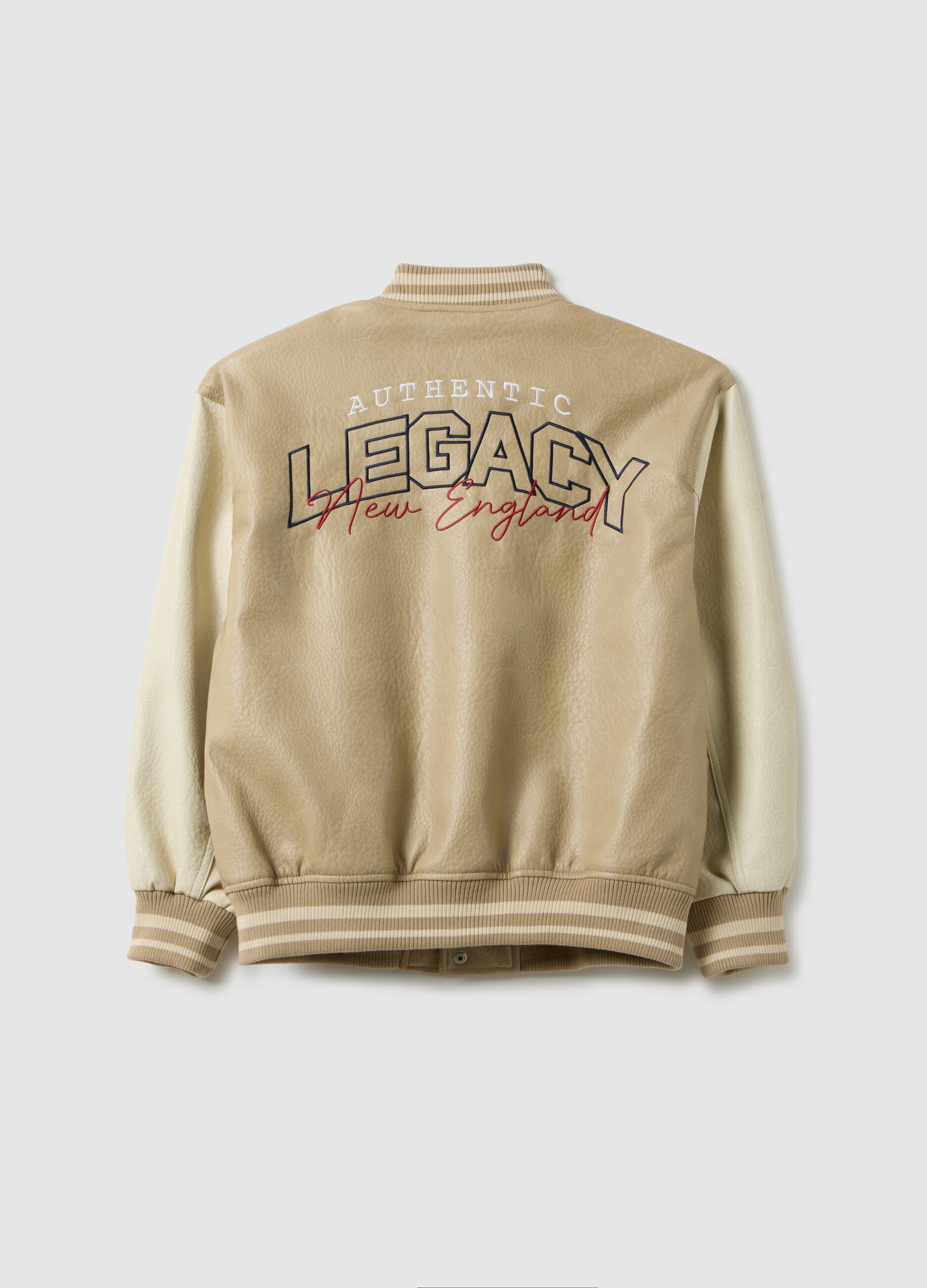 Beige boy's bomber with regular fit and buttons