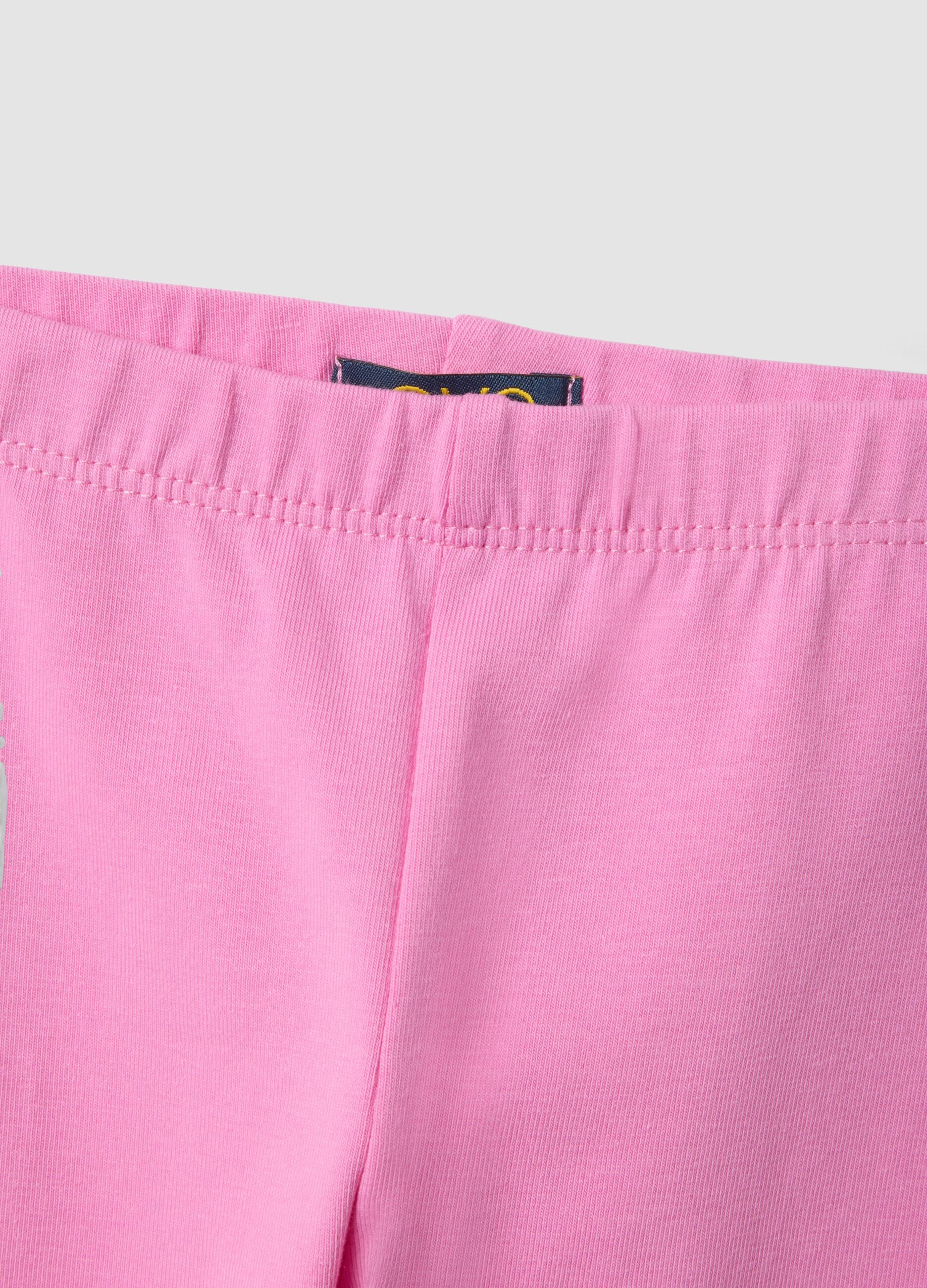 Girls' Slim Fit Pink Stretch Cotton Leggings