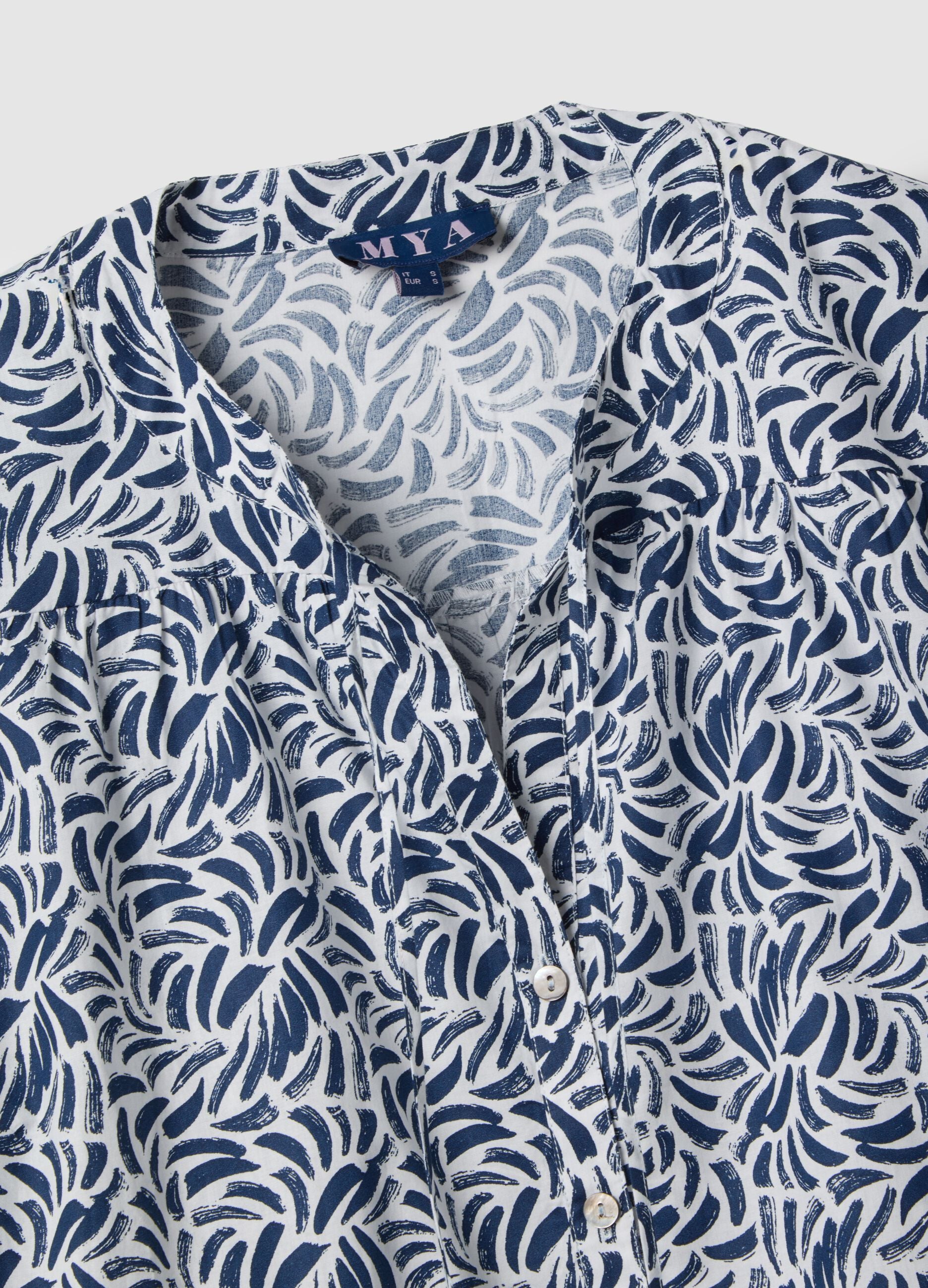 Multicolour pure cotton shirt, regular fit with patterns