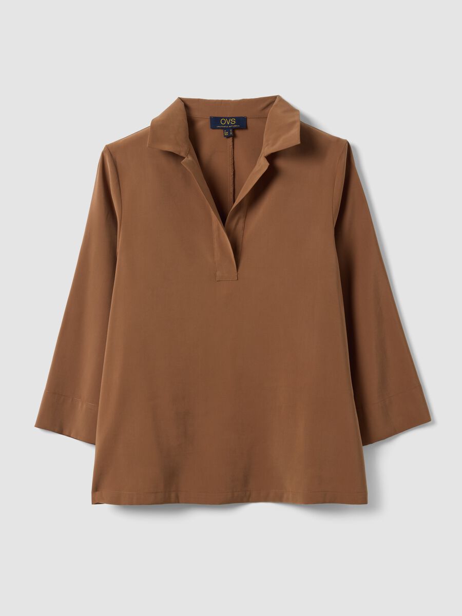 Beige viscose-blend shirt with classic collar_4