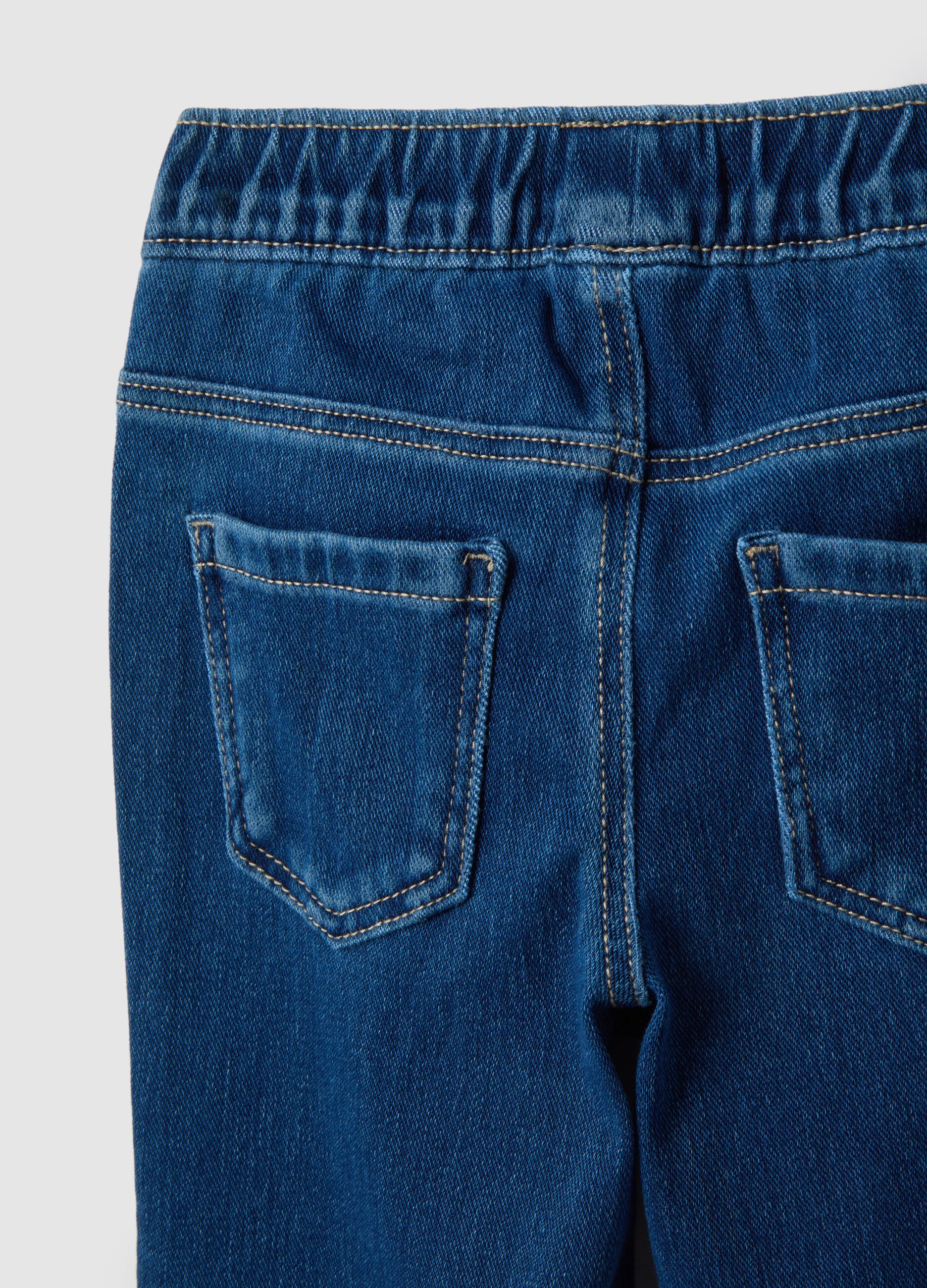 Girls' Blue Stretch Cotton Flare Fit Jeggings