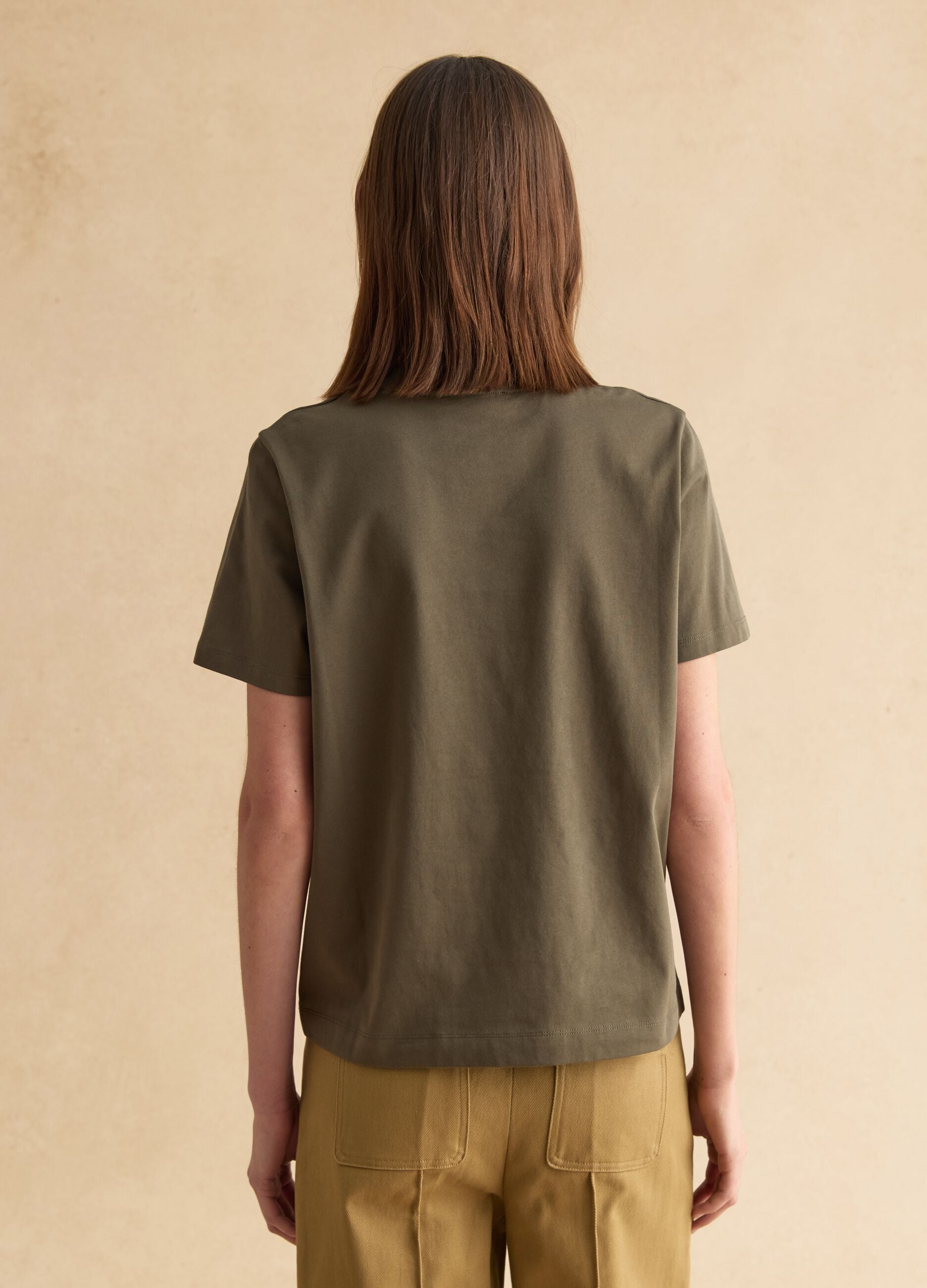 Green pure cotton regular fit T-shirt with floral print