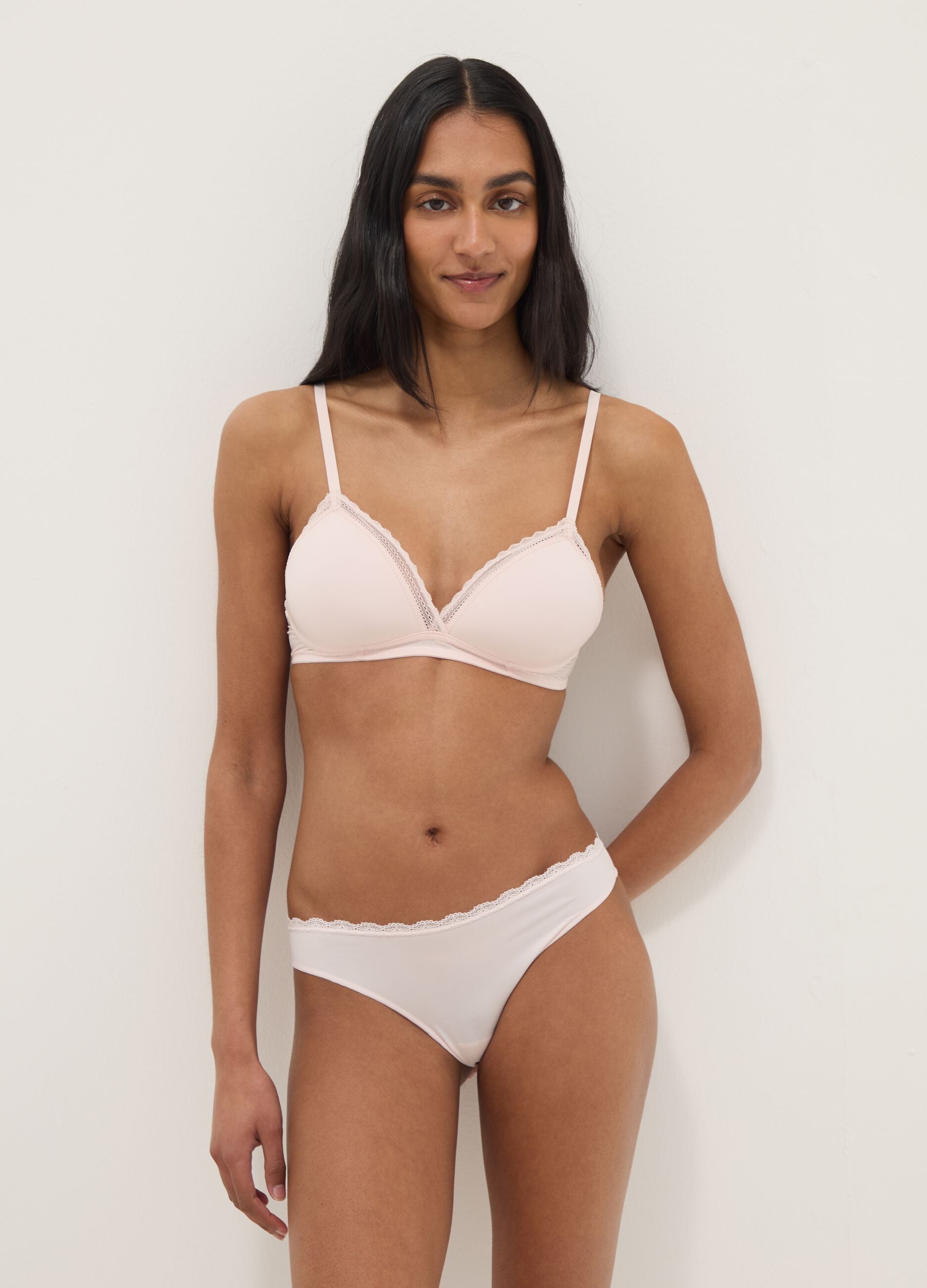 Pink Triangle Bra with Lace Detail
