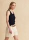 Blue pure-cotton crochet tank top_0