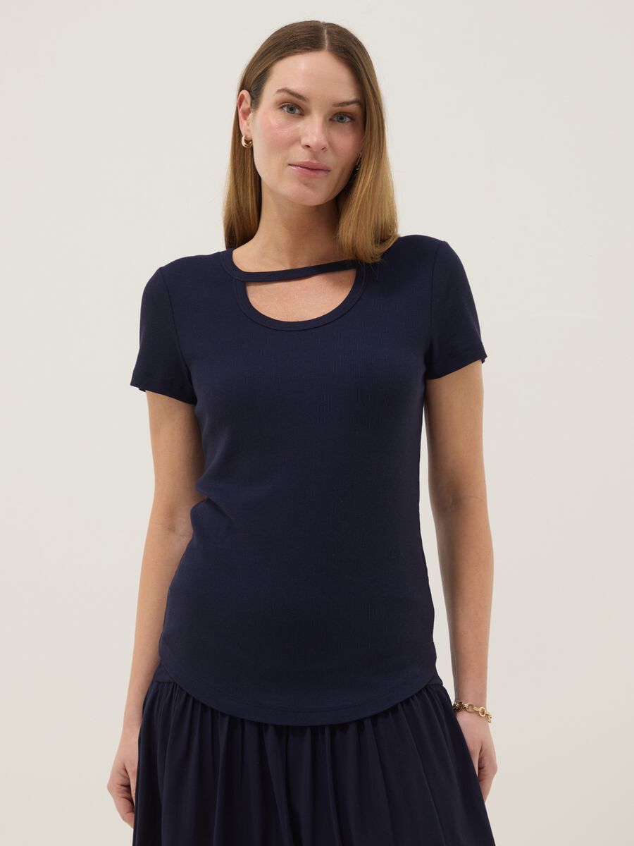 Blue maternity cotton and modal stretch T-shirt_1