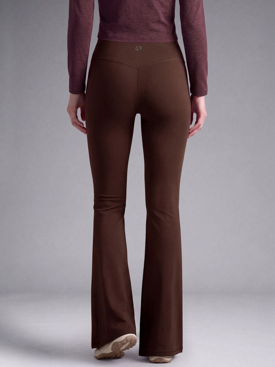 Brown flared leggings in breathable stretch fabric ALTAVIA STUDIO_4