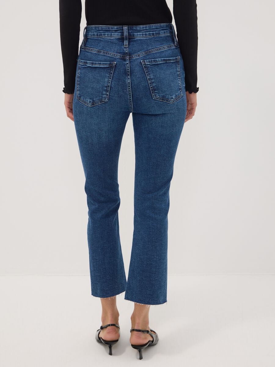 Blue stretch cotton denim flare jeans_2