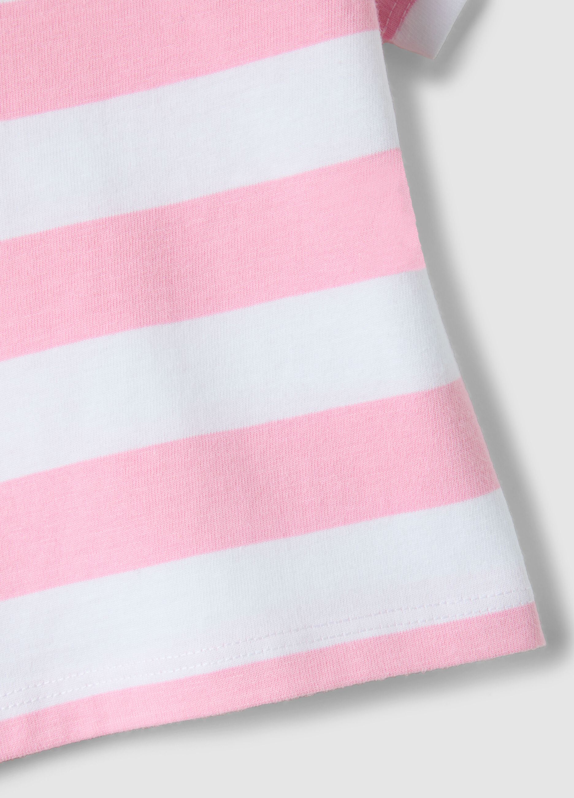 Girls' multicolour striped pure cotton polo with embroidered heart