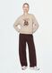 Beige cotton-blend crew-neck sweatshirt with teddy print_1
