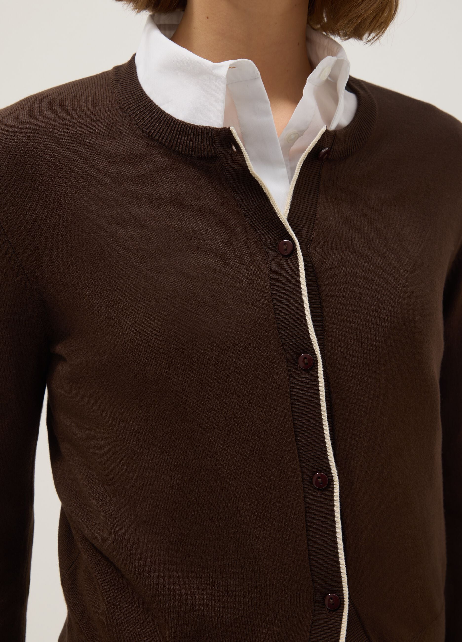 Brown viscose blend cardigan regular fit