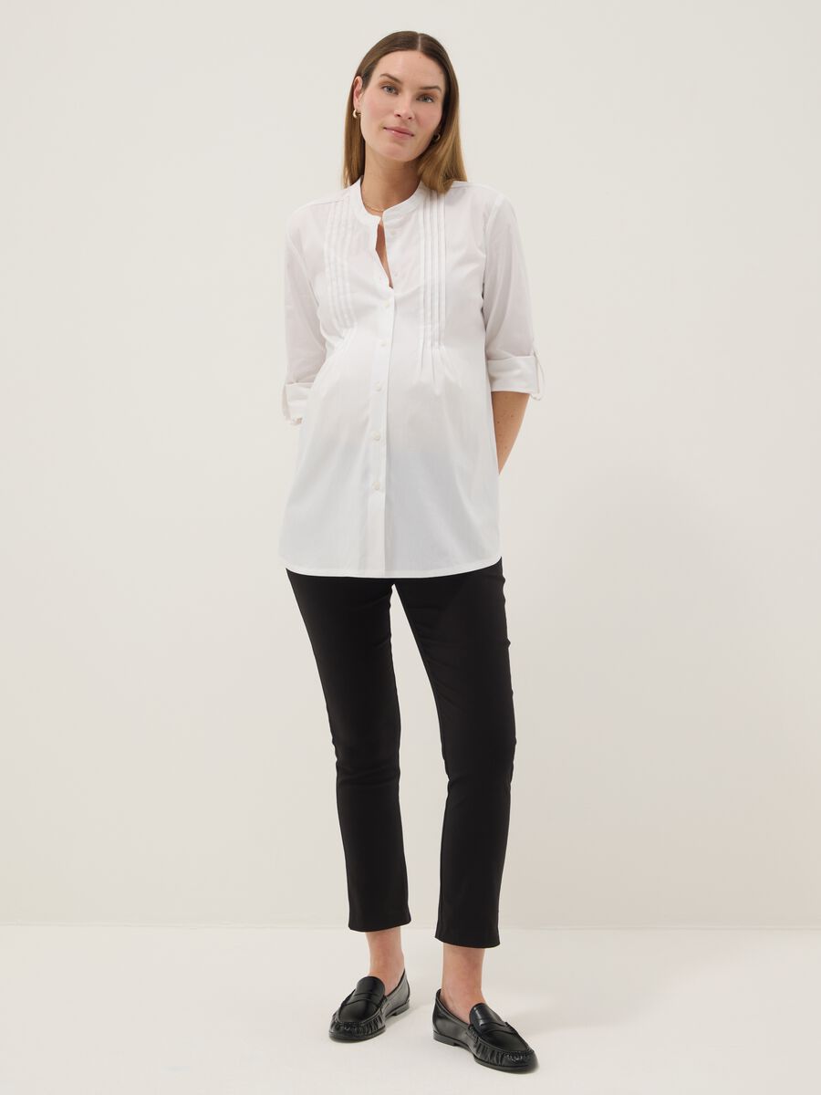 Black Stretch Viscose Maternity Slim Trousers_1