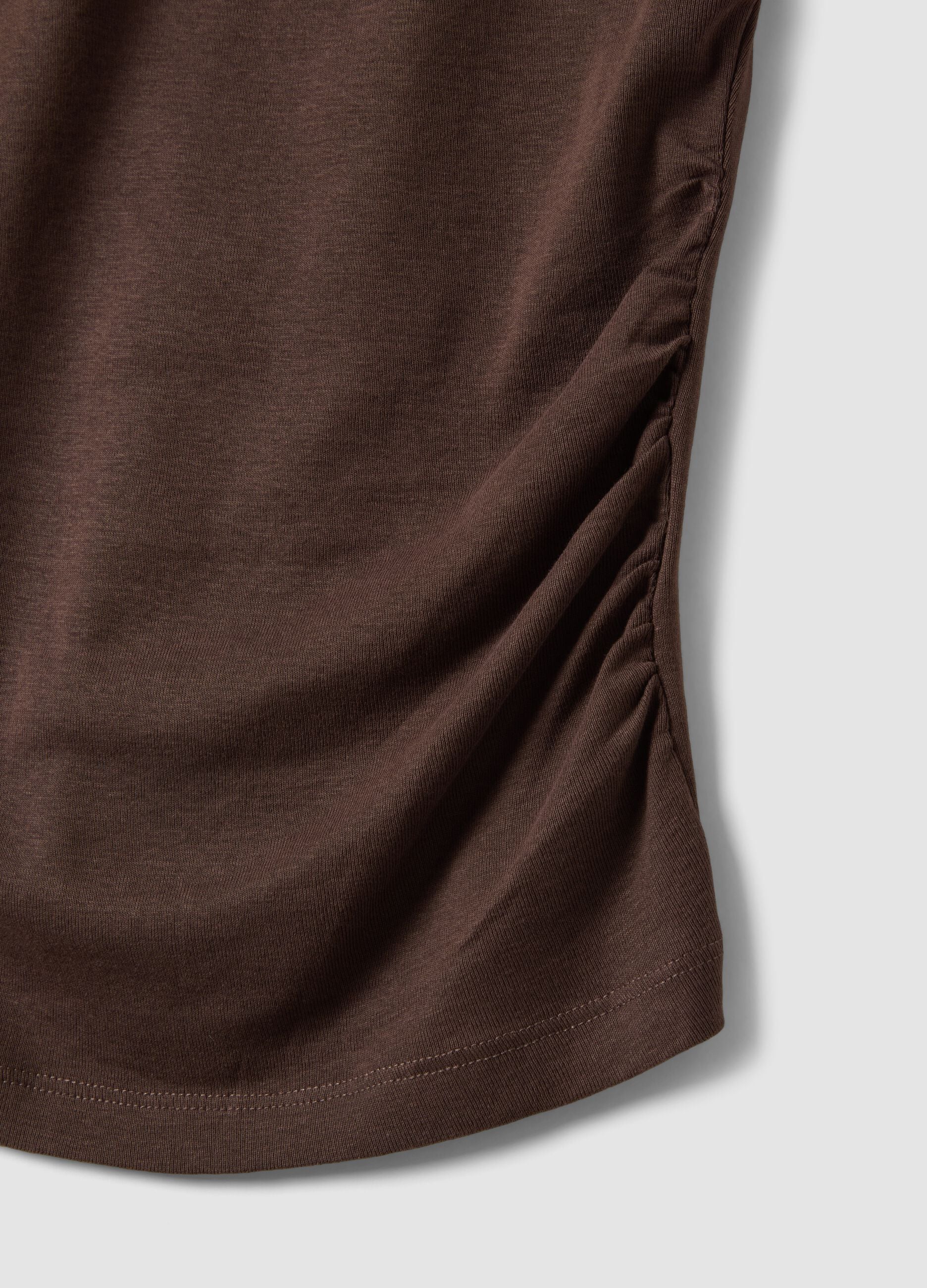 Brown pure cotton regular fit tank top