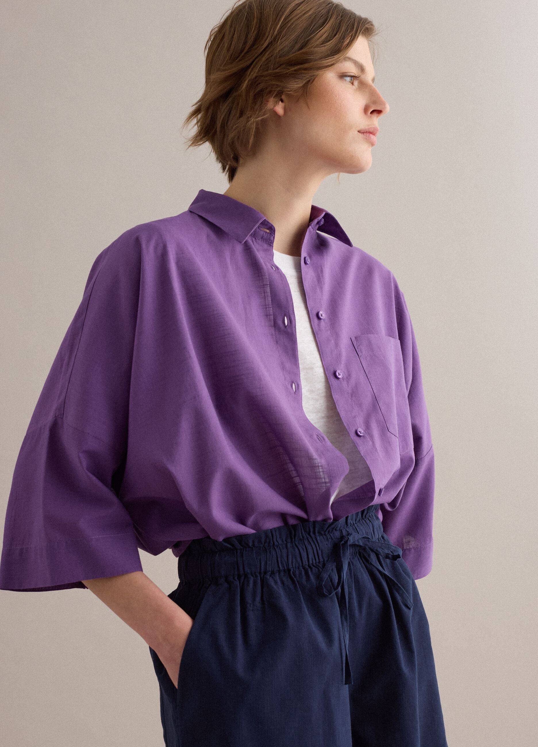 Purple pure cotton oversized shirt