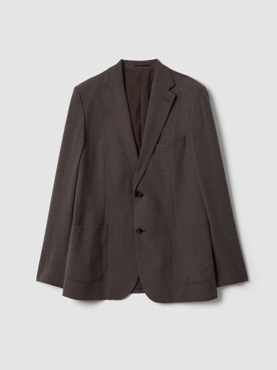 Blazer marrone in viscosa elasticizzata_0