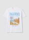 White pure cotton T-shirt with front print, regular fit_4