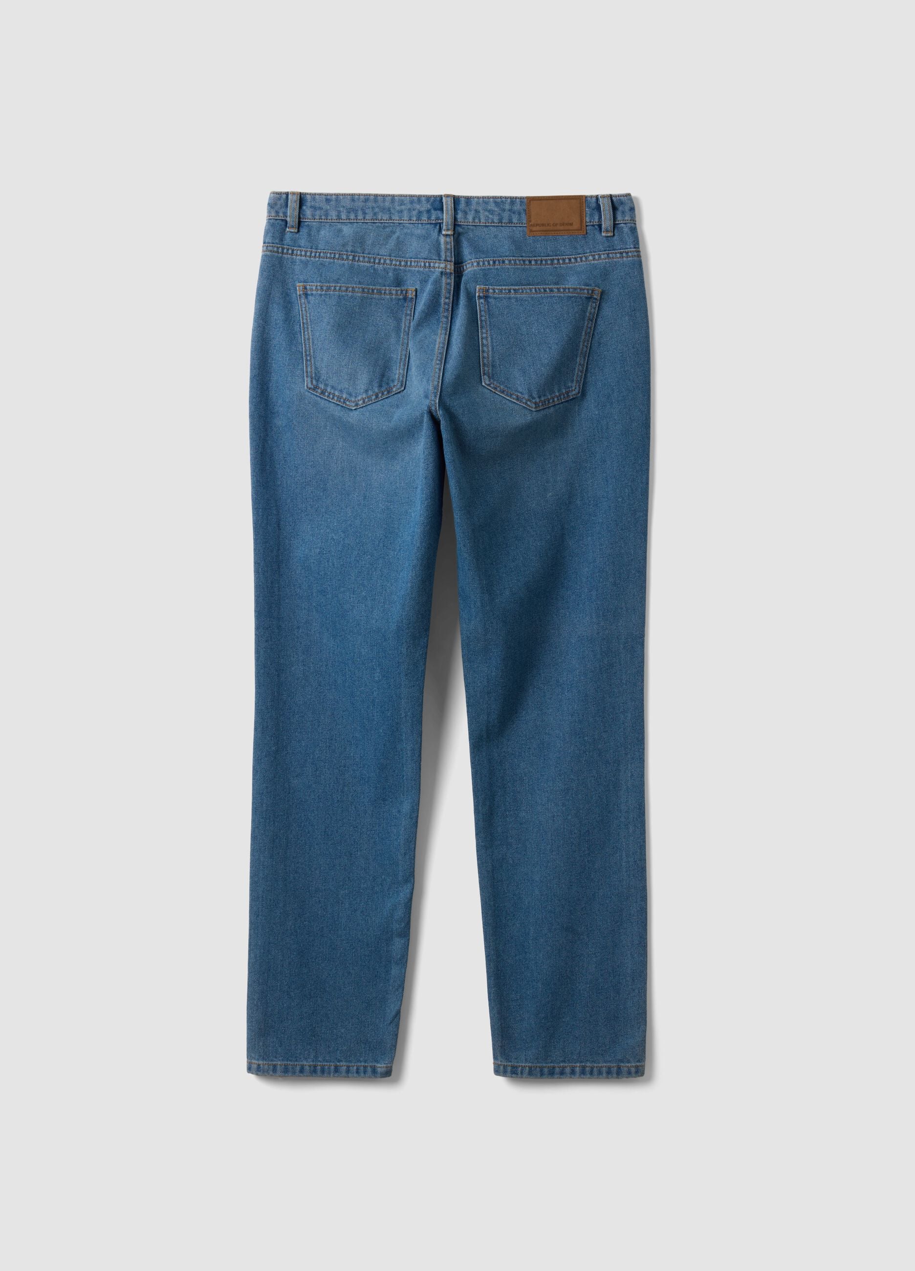 Light blue cotton and viscose blend slim-fit jeans