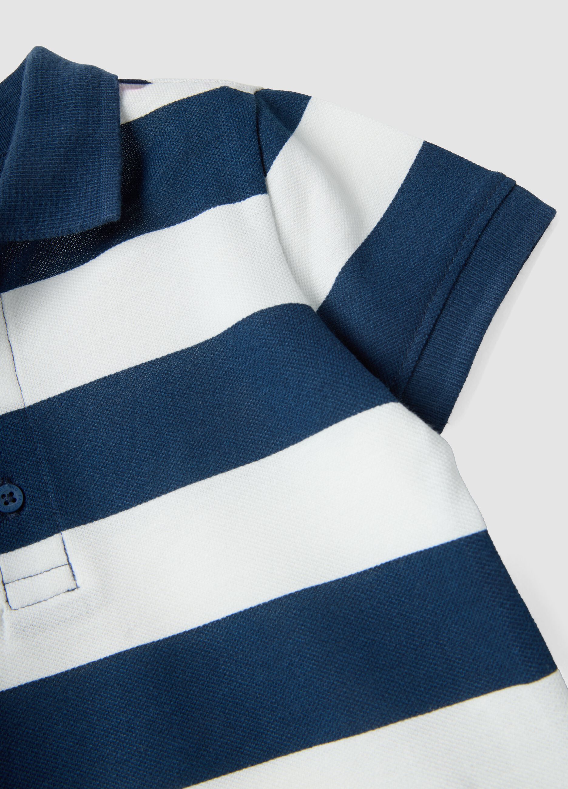Multicoloured striped pure cotton polo for boys, regular fit