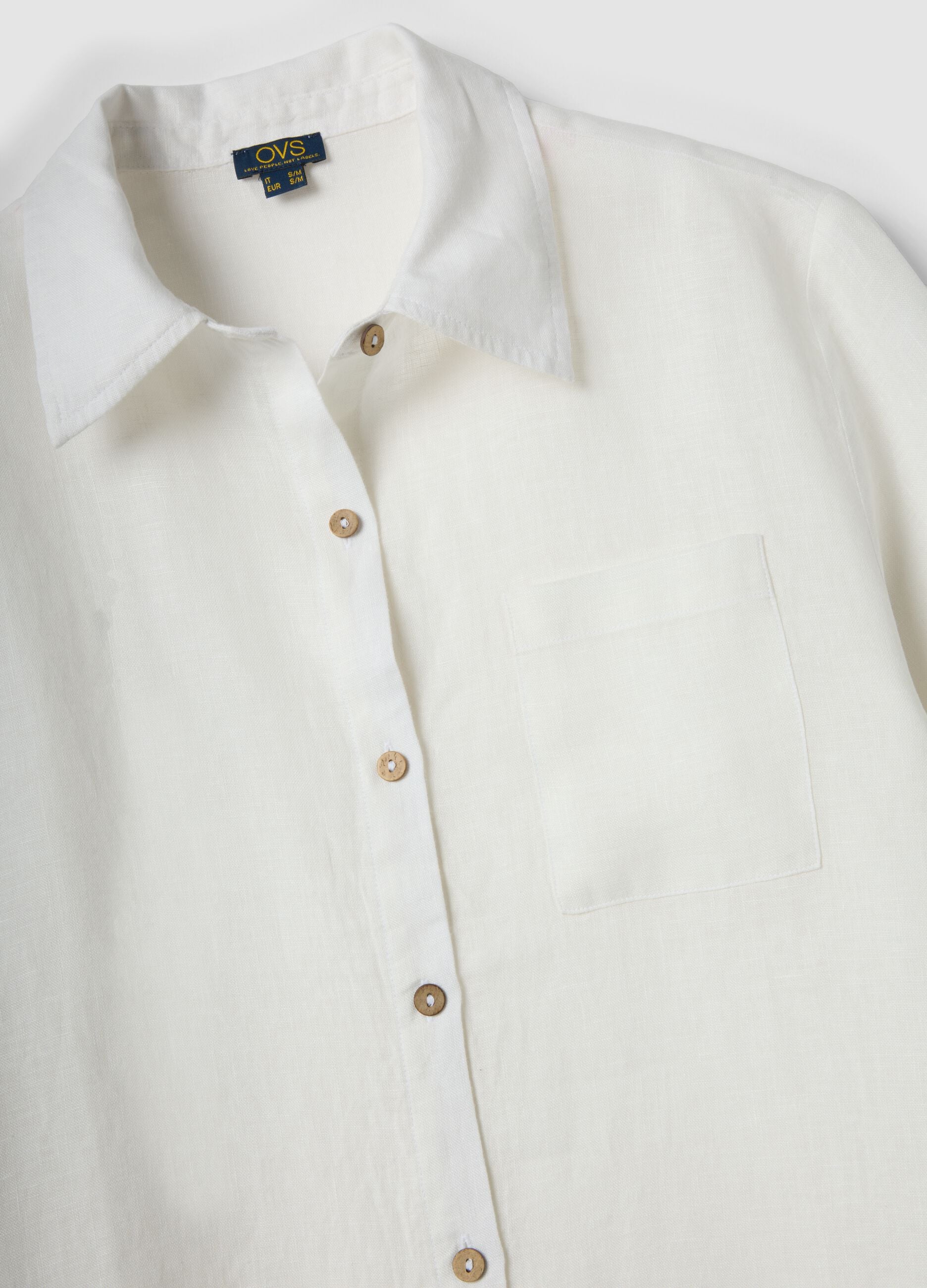 Long white pure linen beach cover-up