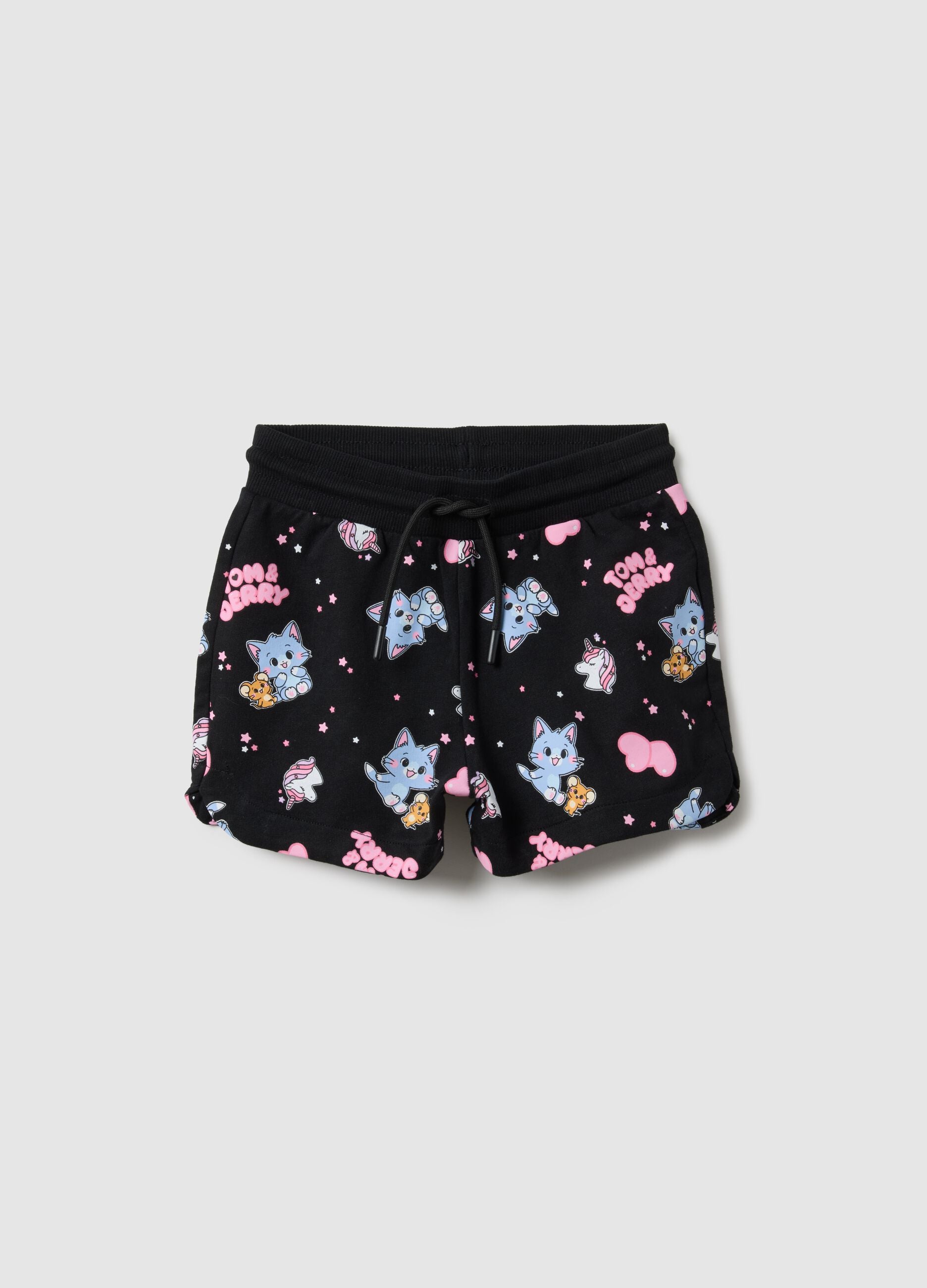 Pantaloncini in puro cotone multicolor da bambina regular fit con stampe
