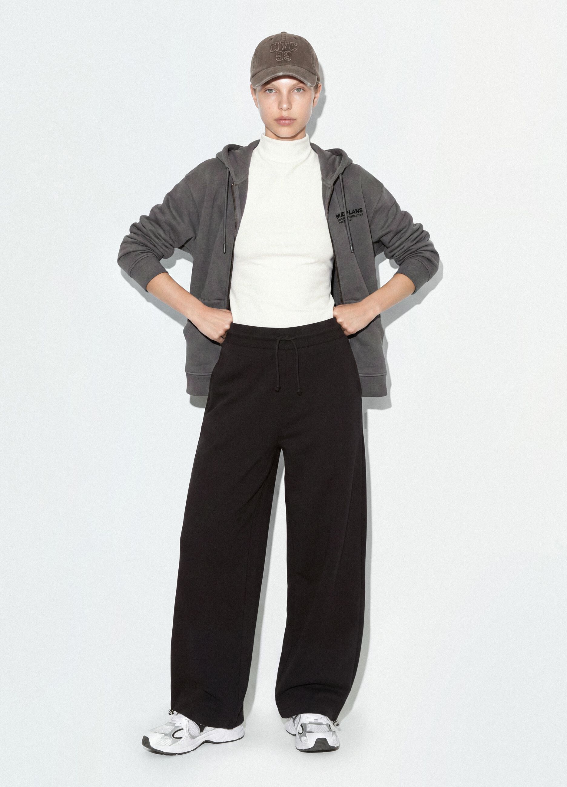 Black cotton-blend baggy-fit joggers