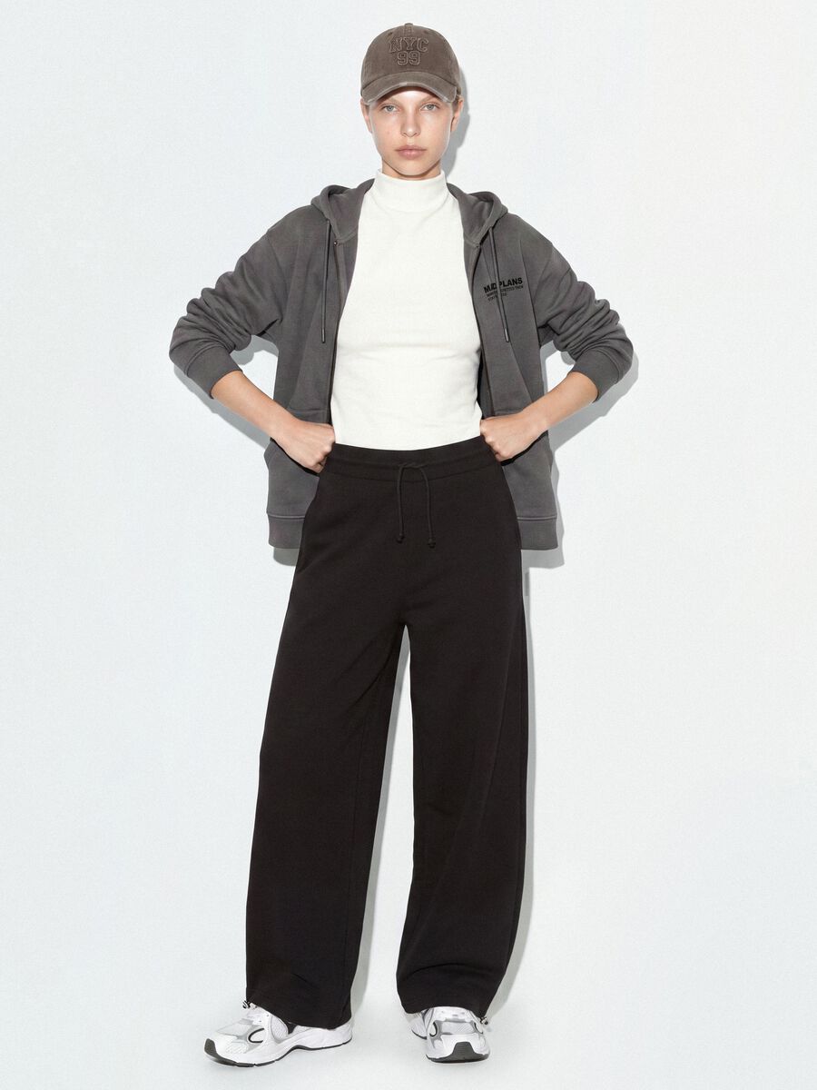 Black cotton-blend baggy-fit joggers_0