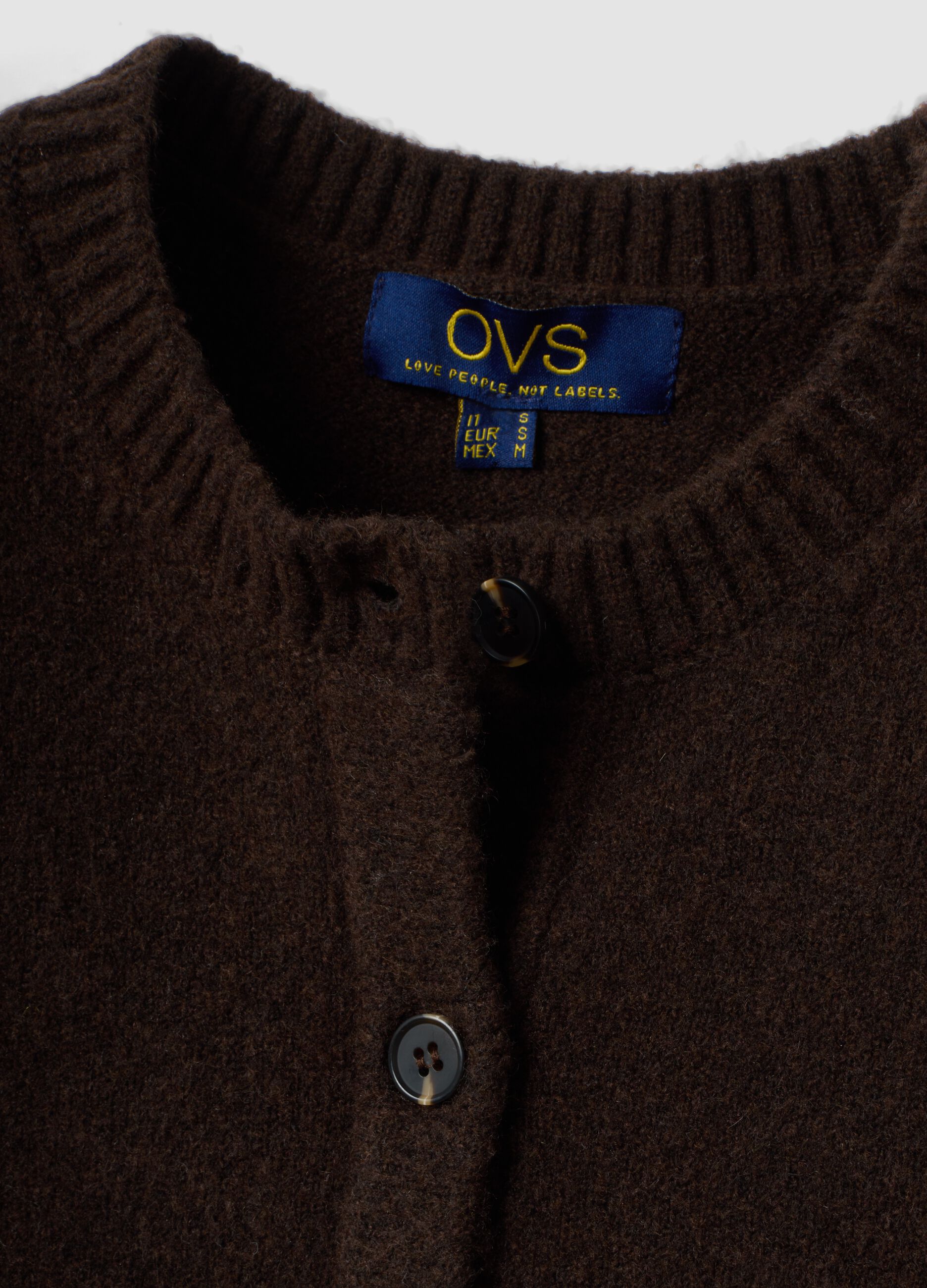 Brown stretch wool crew-neck gilet