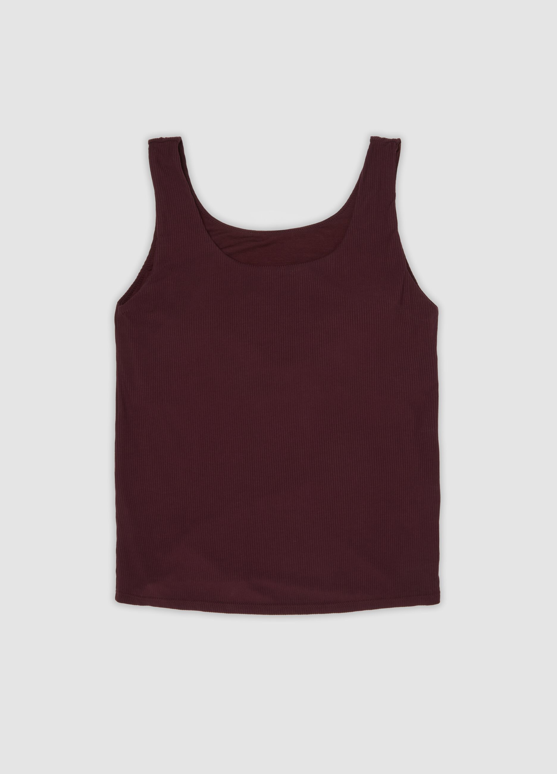 Purple stretch viscose crew-neck vest top