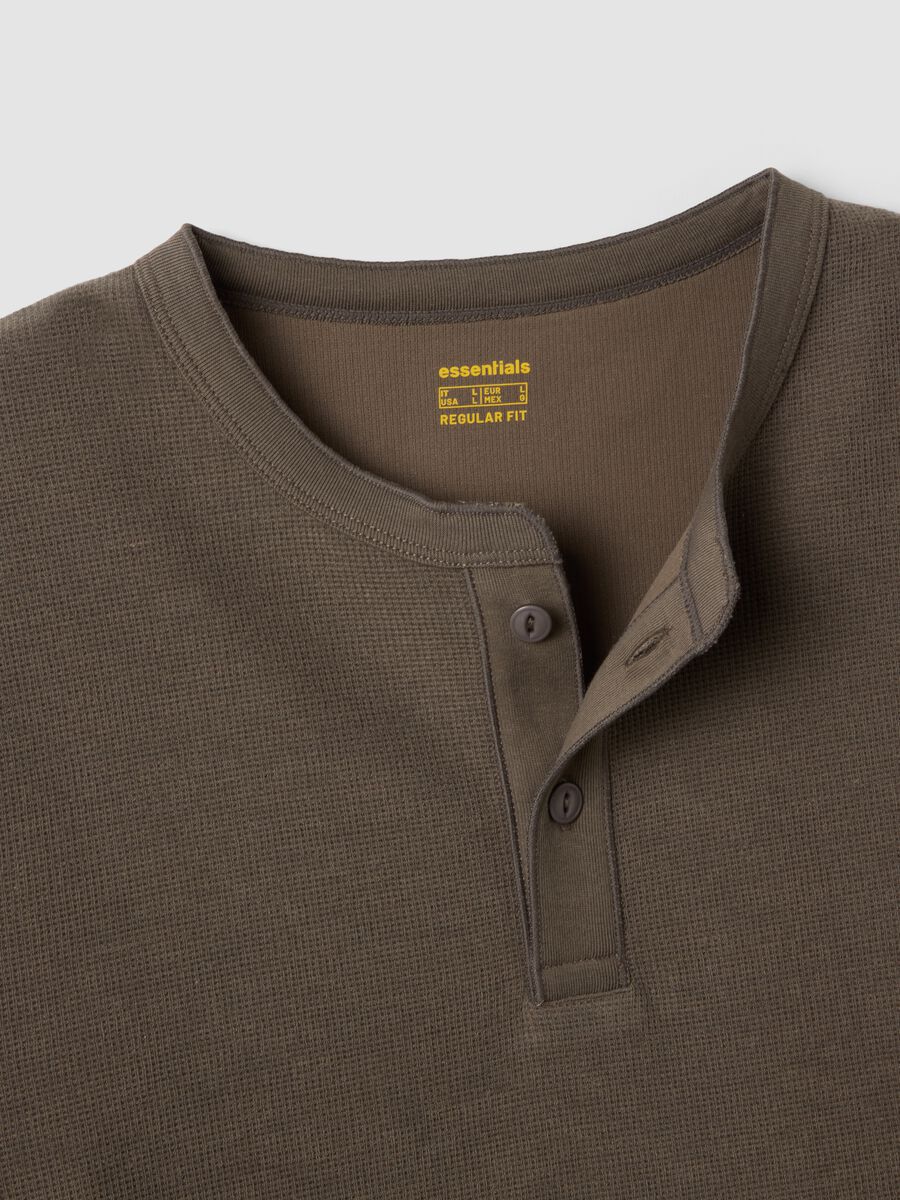 Brown honeycomb viscose-blend regular-fit T-shirt_1