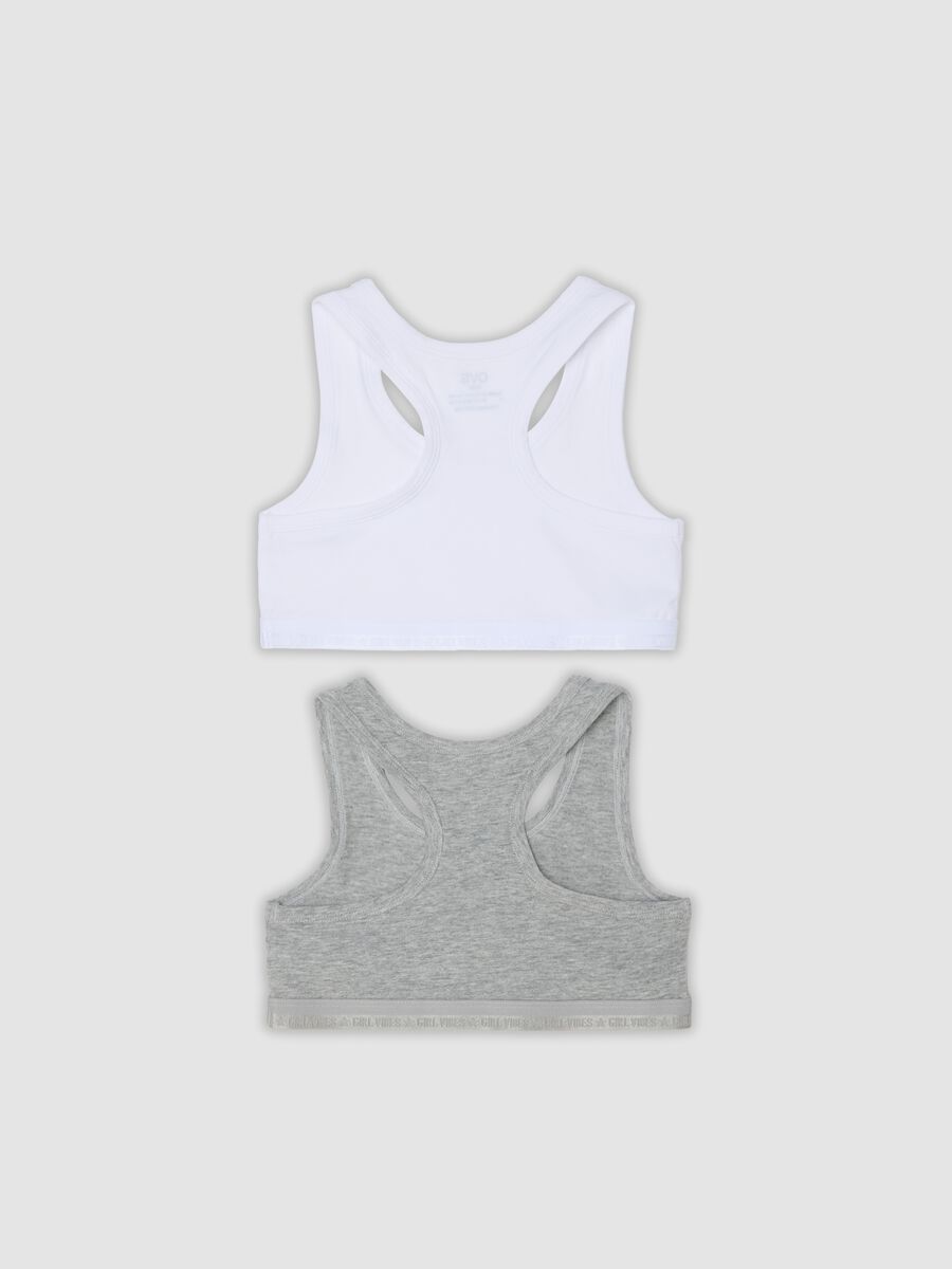 2-pack of girls&rsquo; multicolour organic stretch-cotton sports bras_1