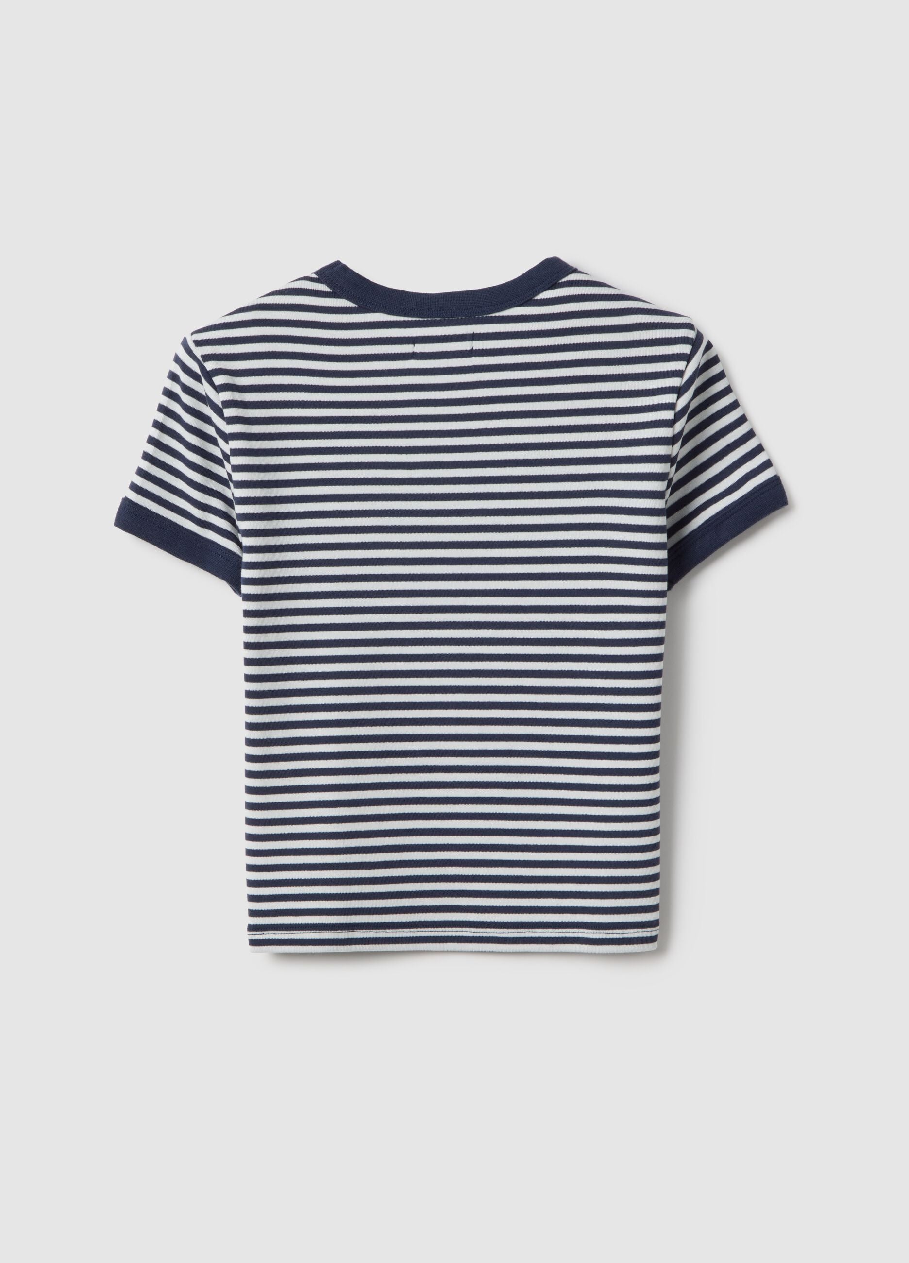 Blue striped stretch T-shirt for girls