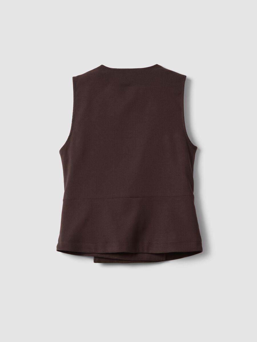 Brown stretch viscose waistcoat with belt_2