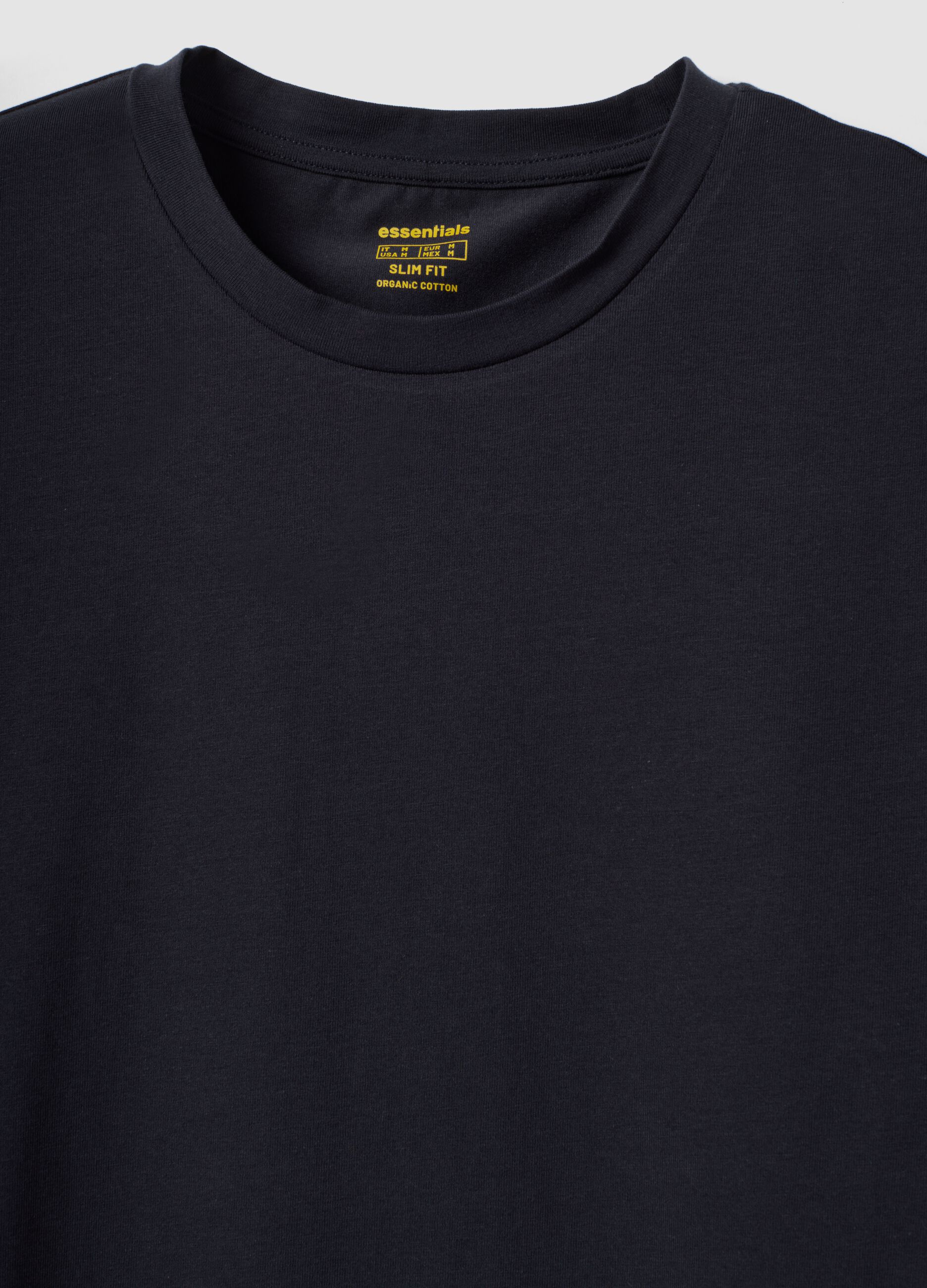 Black organic cotton slim-fit short-sleeve T-shirt