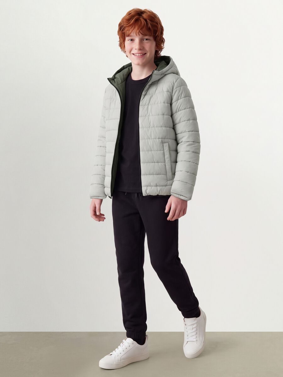 Giubbotto Ultralight reversibile grigio e verde imbottito con cappuccio_2