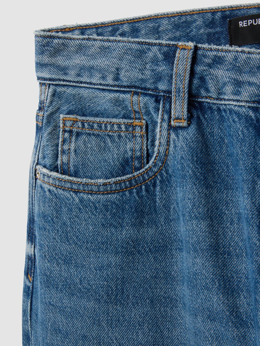 Blue denim pure cotton straight-fit jeans_6