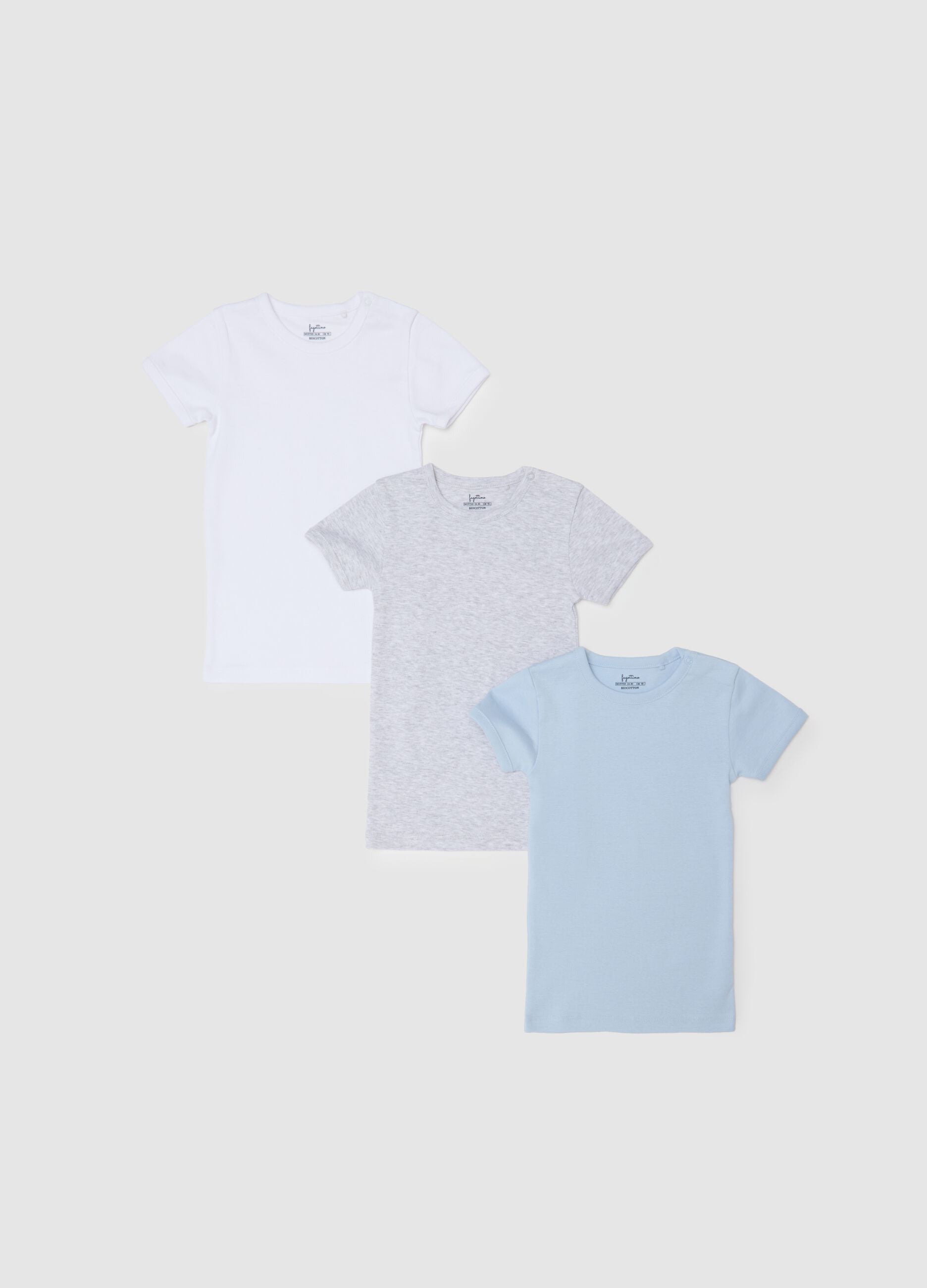 Tripack di t-shirt da neonato in puro cotone multicolor regular fit